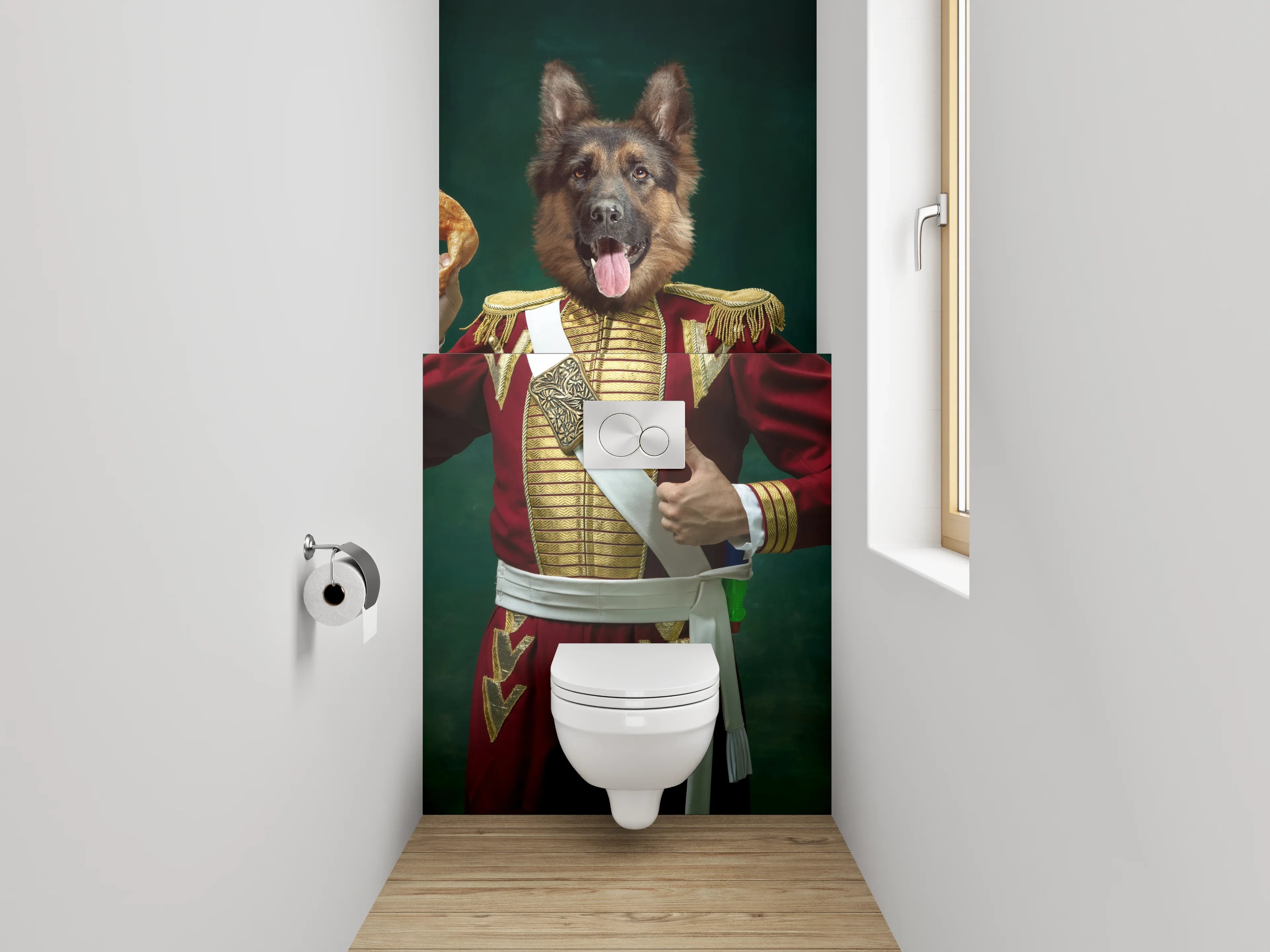 WC-Rückwand - Edle Hunde im Renaissance-Look