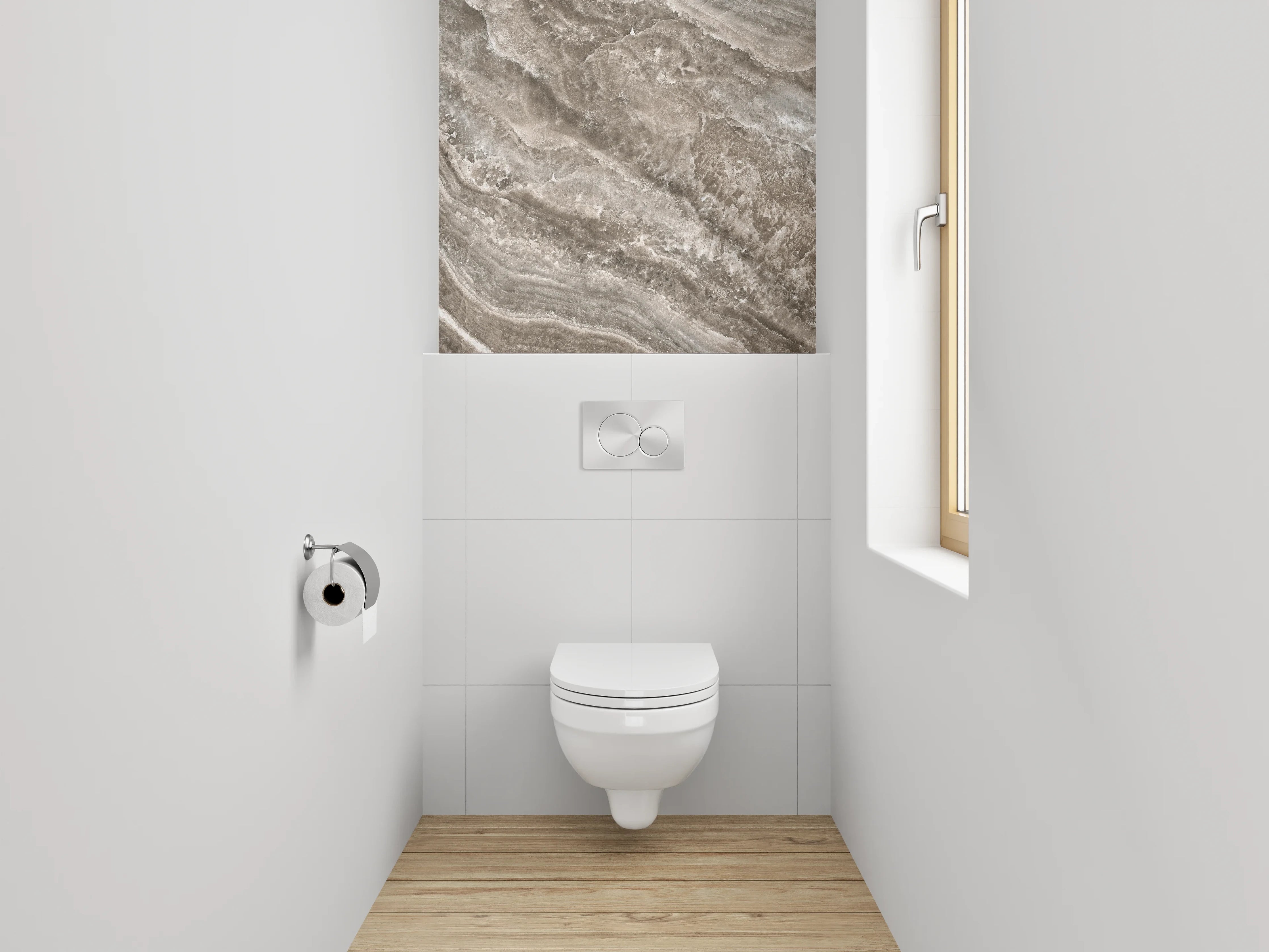WC-Rückwand - Edle Marmoroptik Braun-Grau Fliese