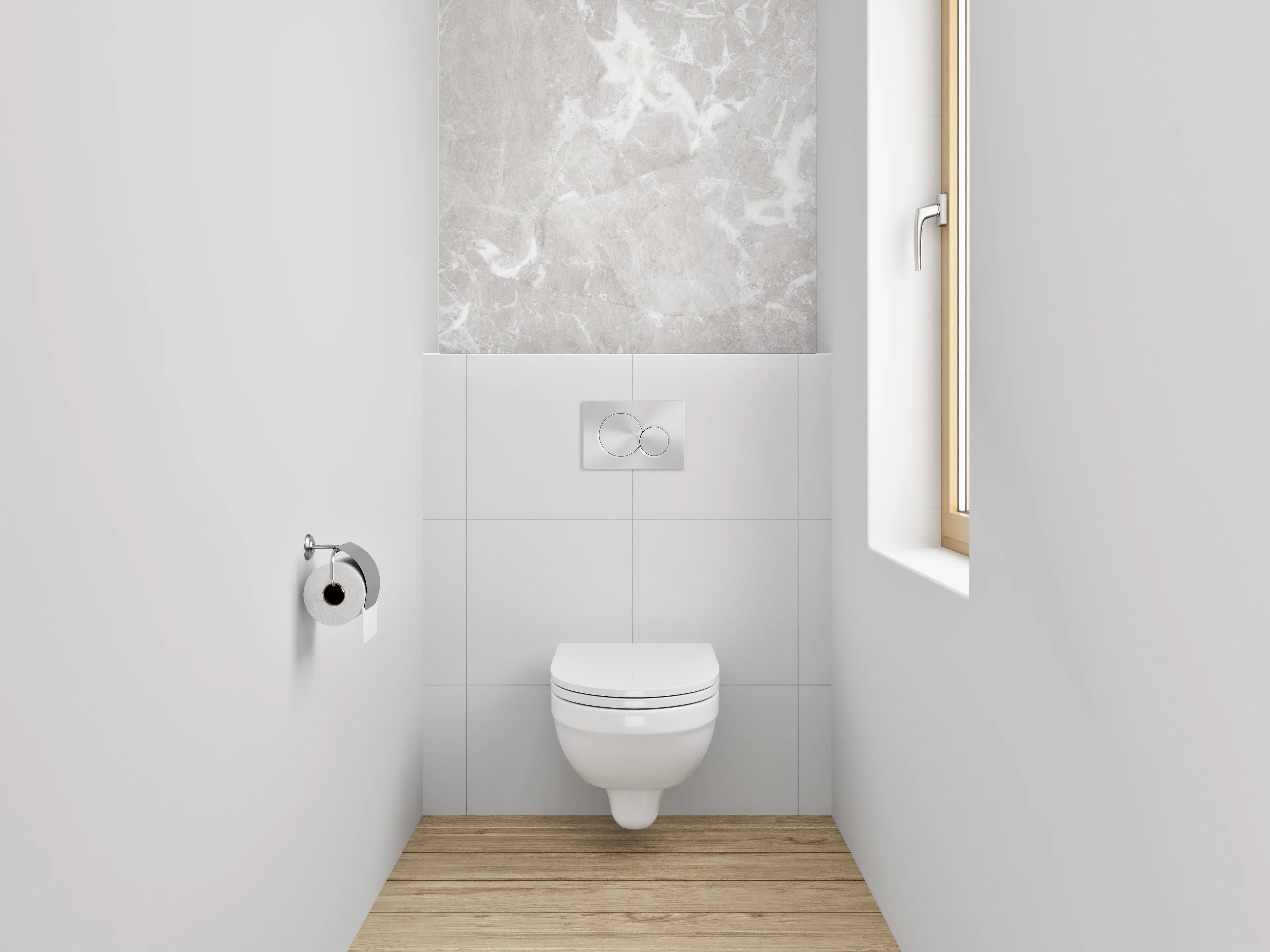 WC-Rückwand - Edle Marmoroptik in Weiß und Grau