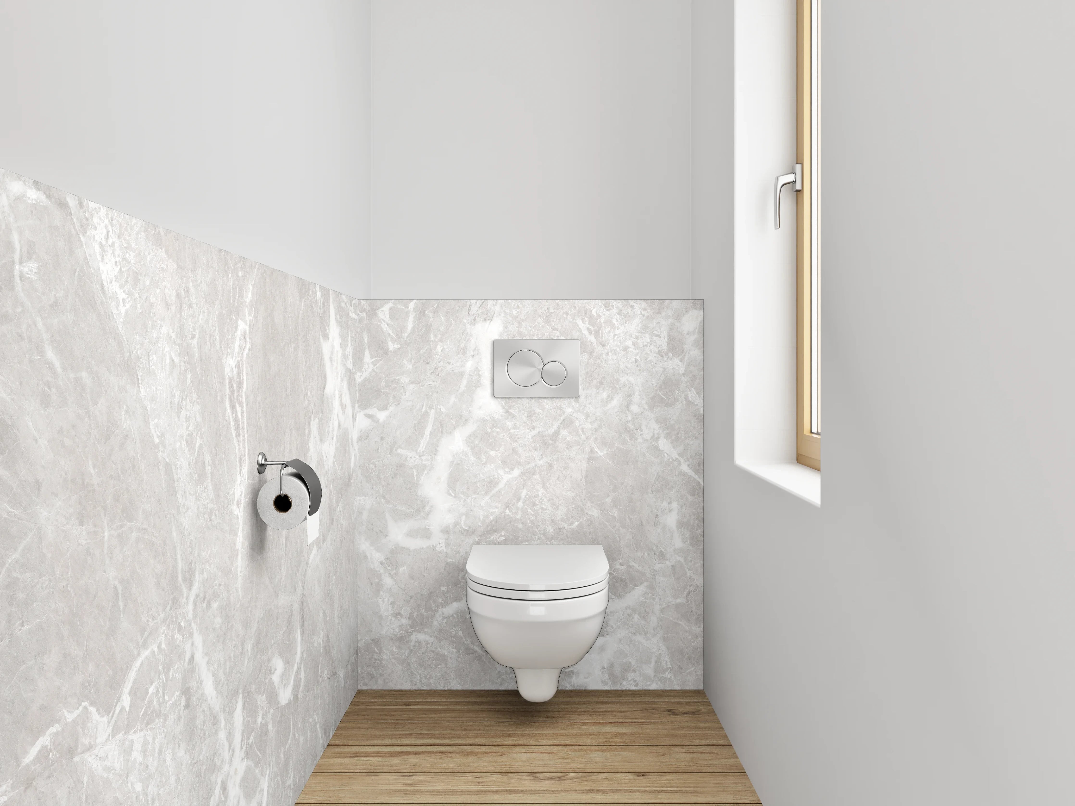 WC-Rückwand - Edle Marmoroptik in Weiß und Grau