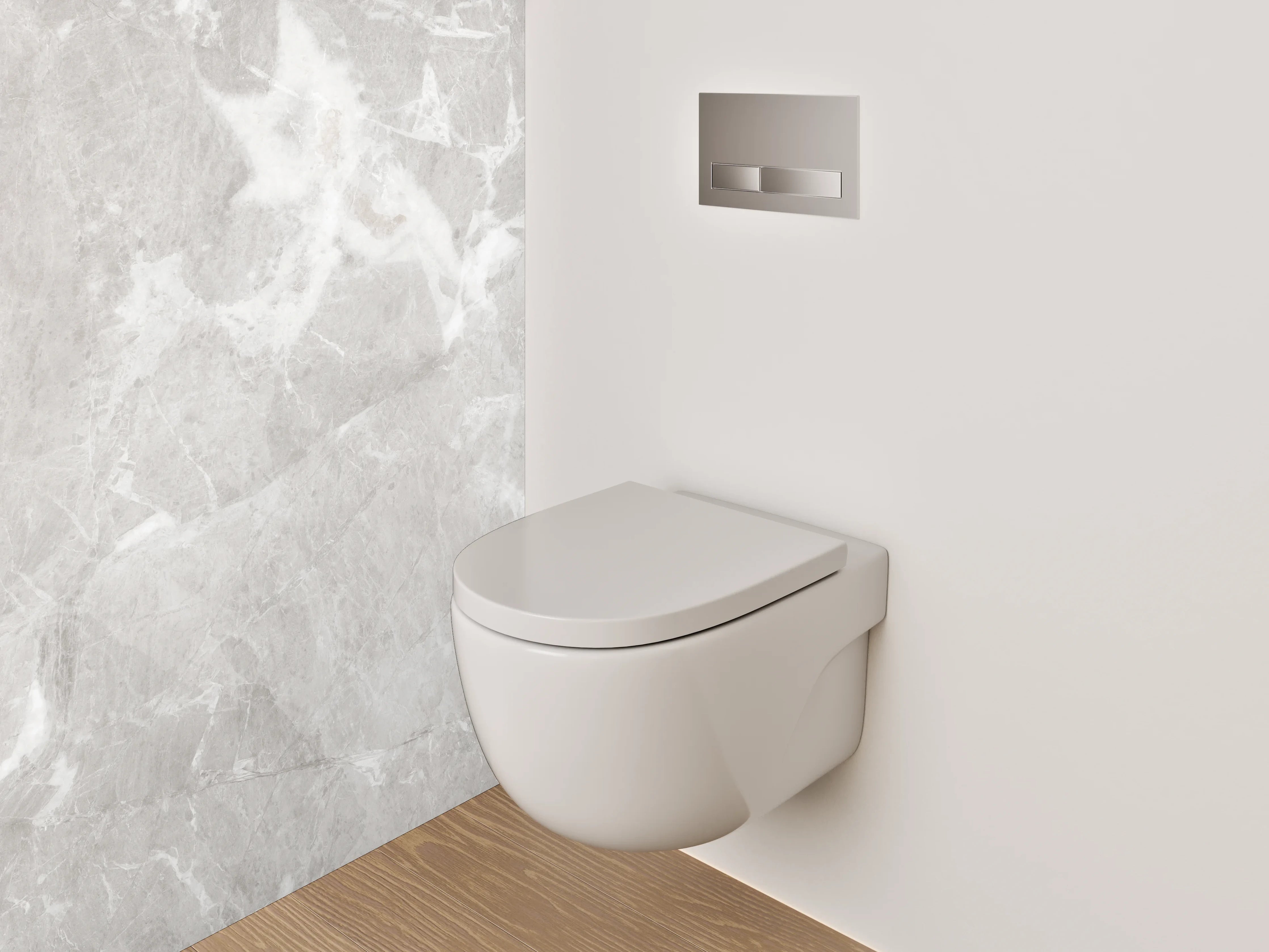 WC-Rückwand - Edle Marmoroptik in Weiß und Grau