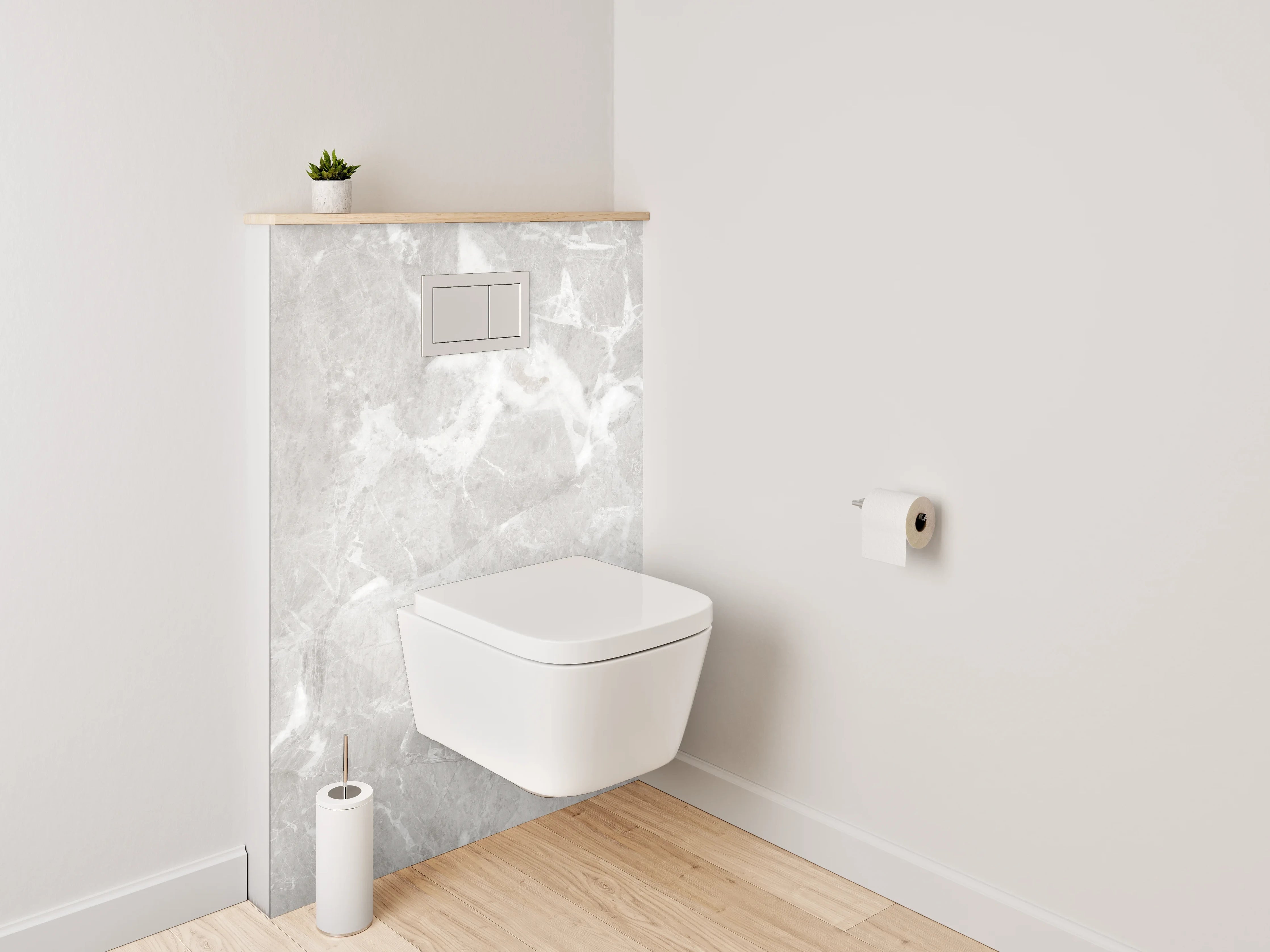 WC-Rückwand - Edle Marmoroptik in Weiß und Grau
