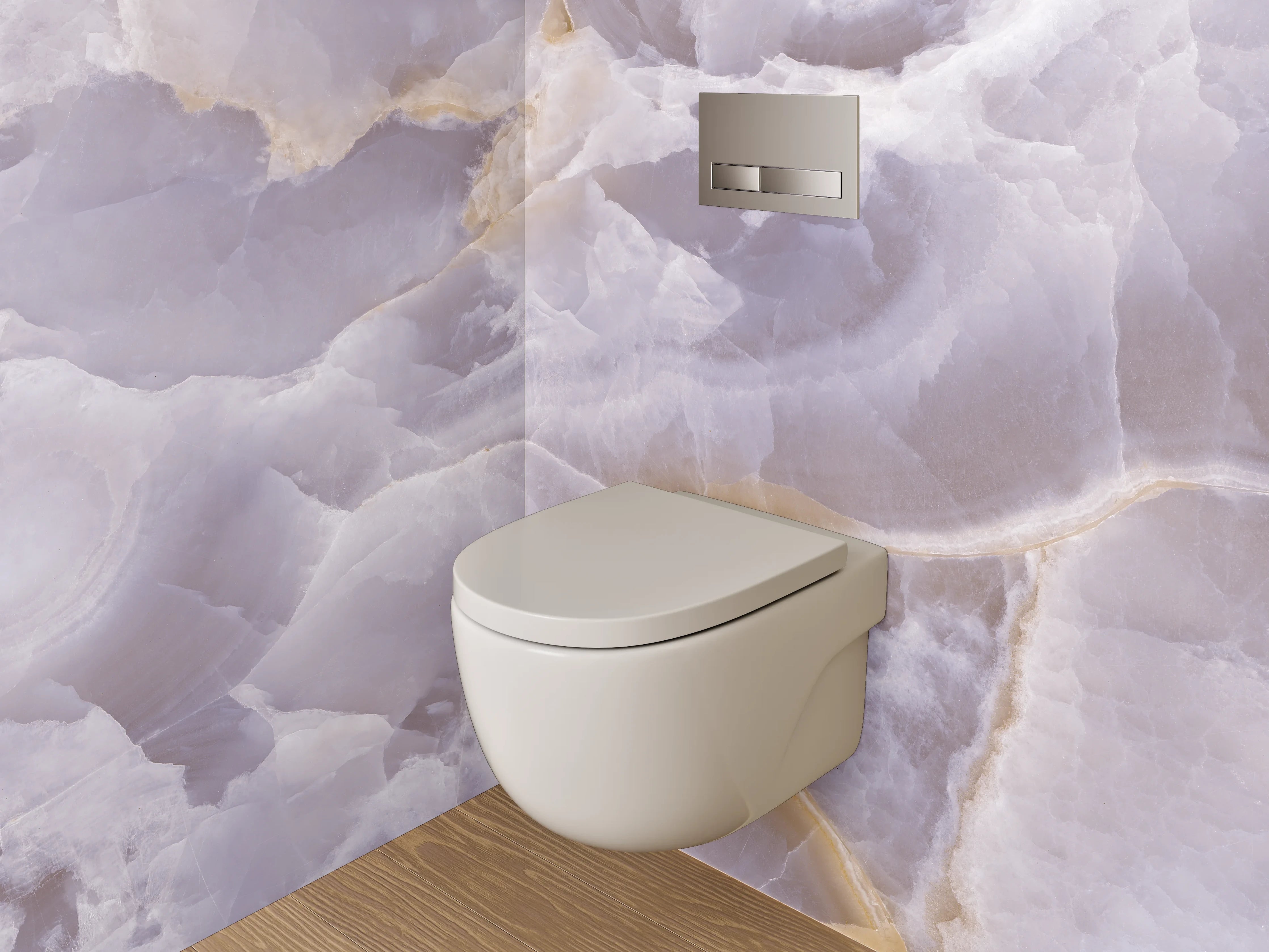 WC-Rückwand - Edle Onyx-Marmorstruktur in Pastell