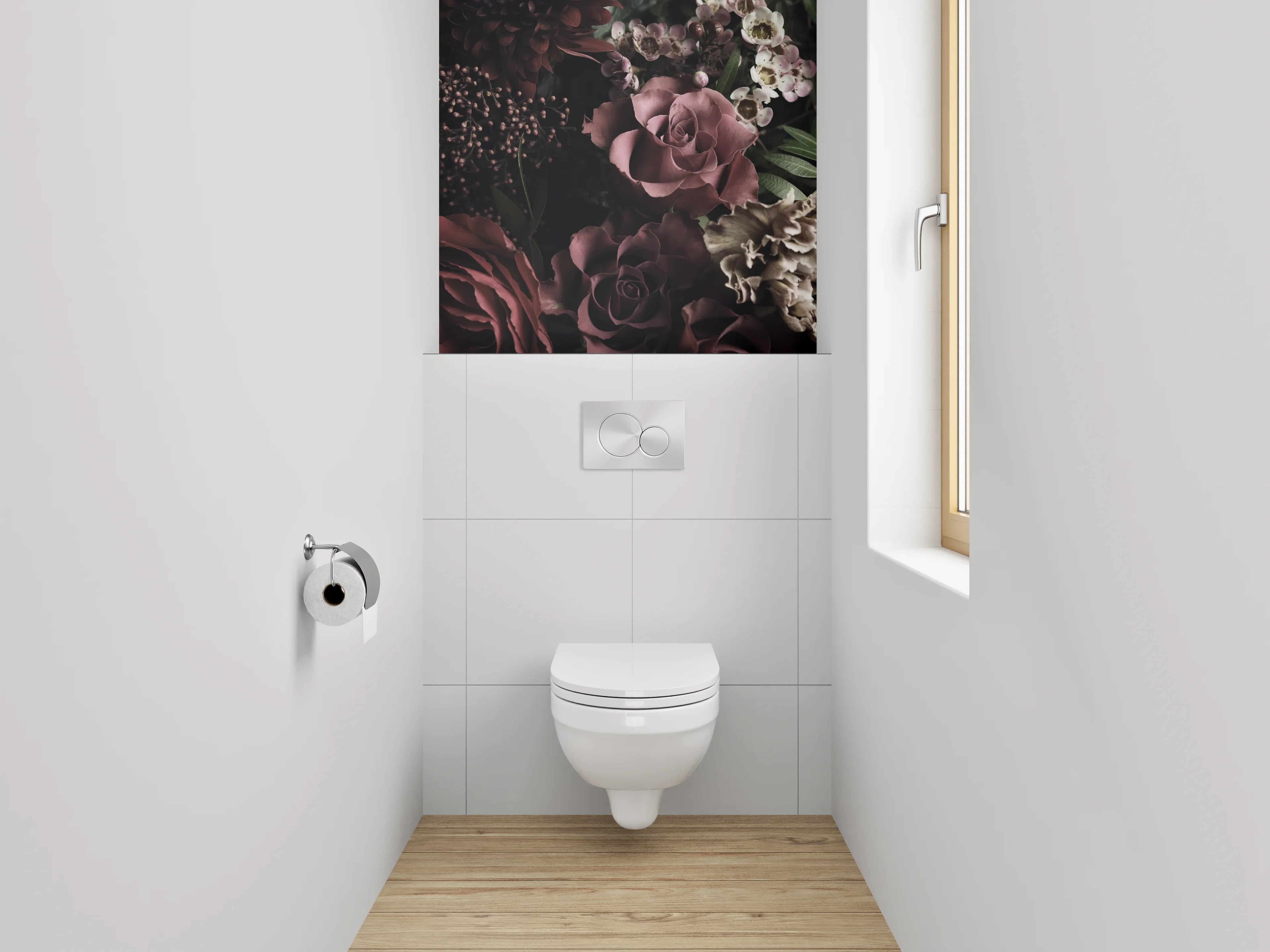 WC-Rückwand - Edle Rosen Stillleben Blumencollage