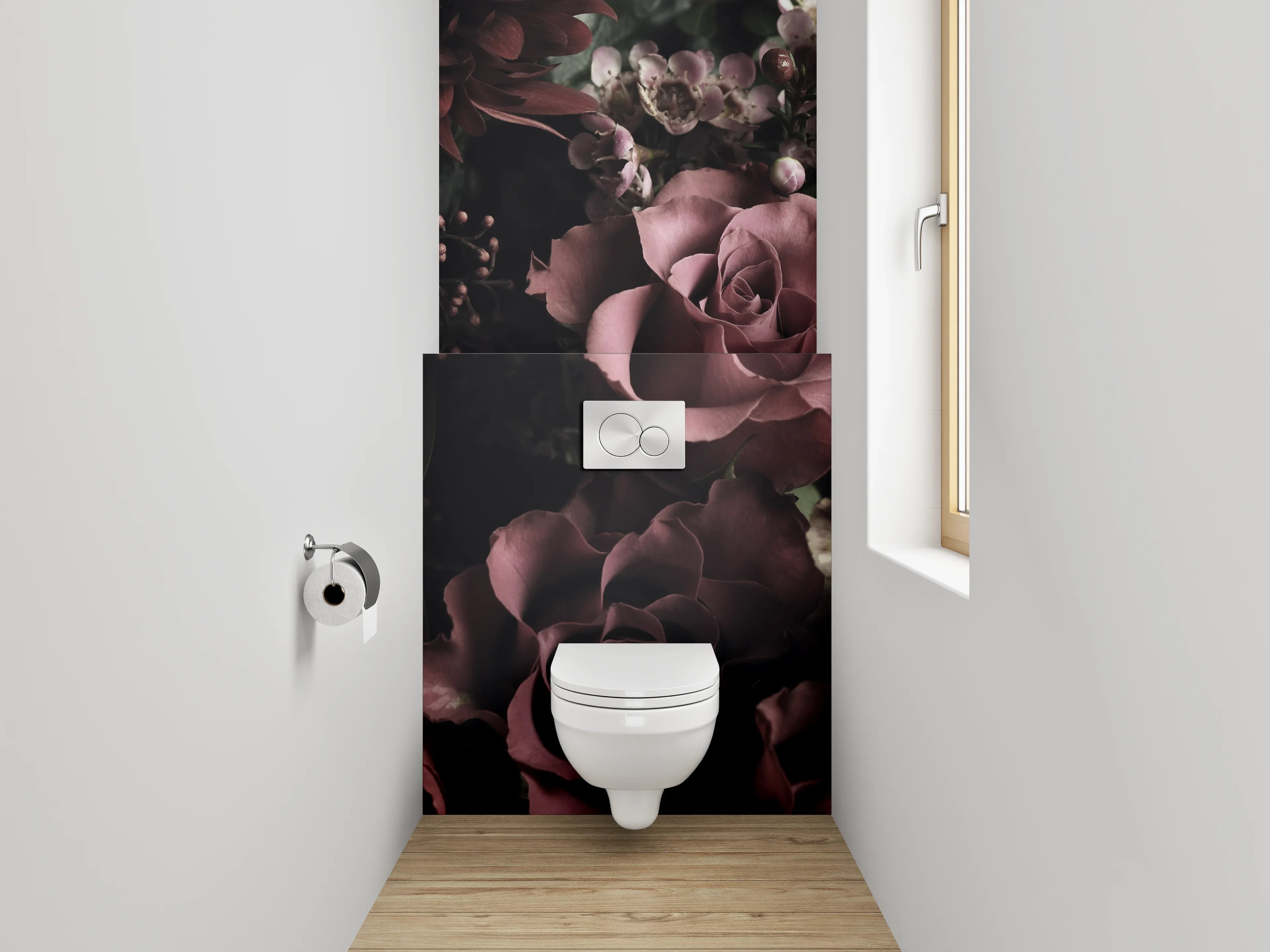 WC-Rückwand - Edle Rosen Stillleben Blumencollage