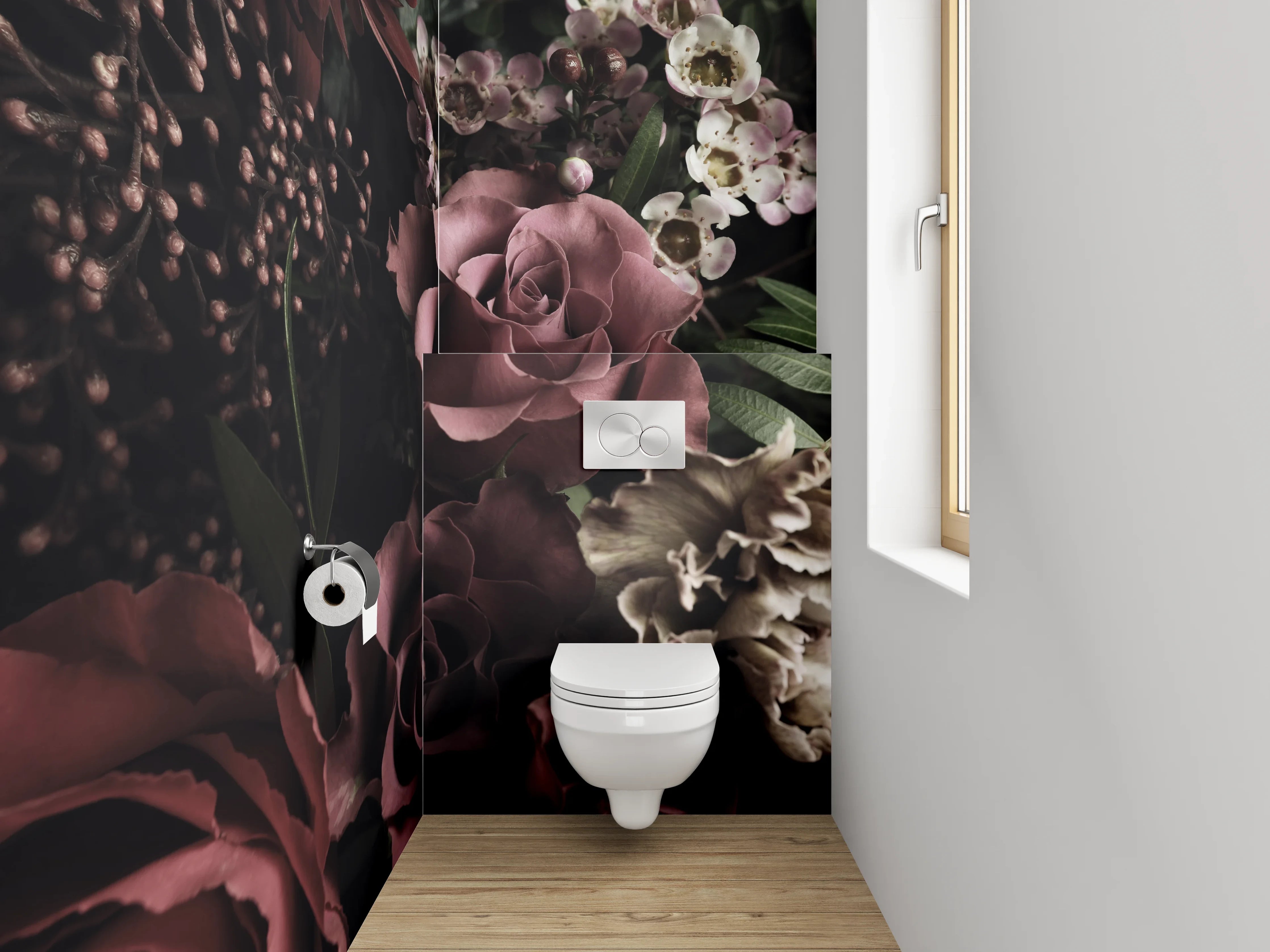 WC-Rückwand - Edle Rosen Stillleben Blumencollage