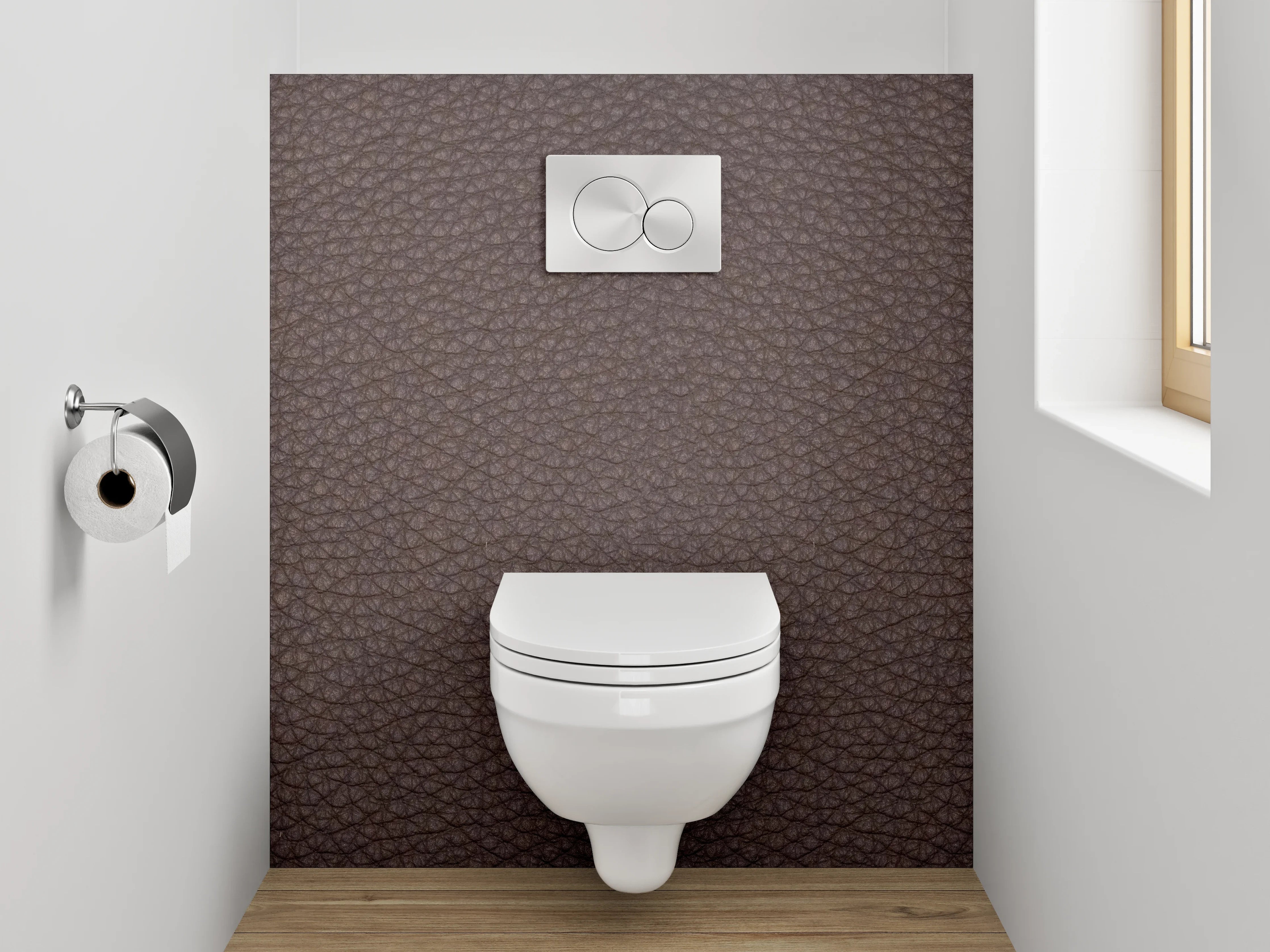 WC-Rückwand - Edle braune Lederoptik