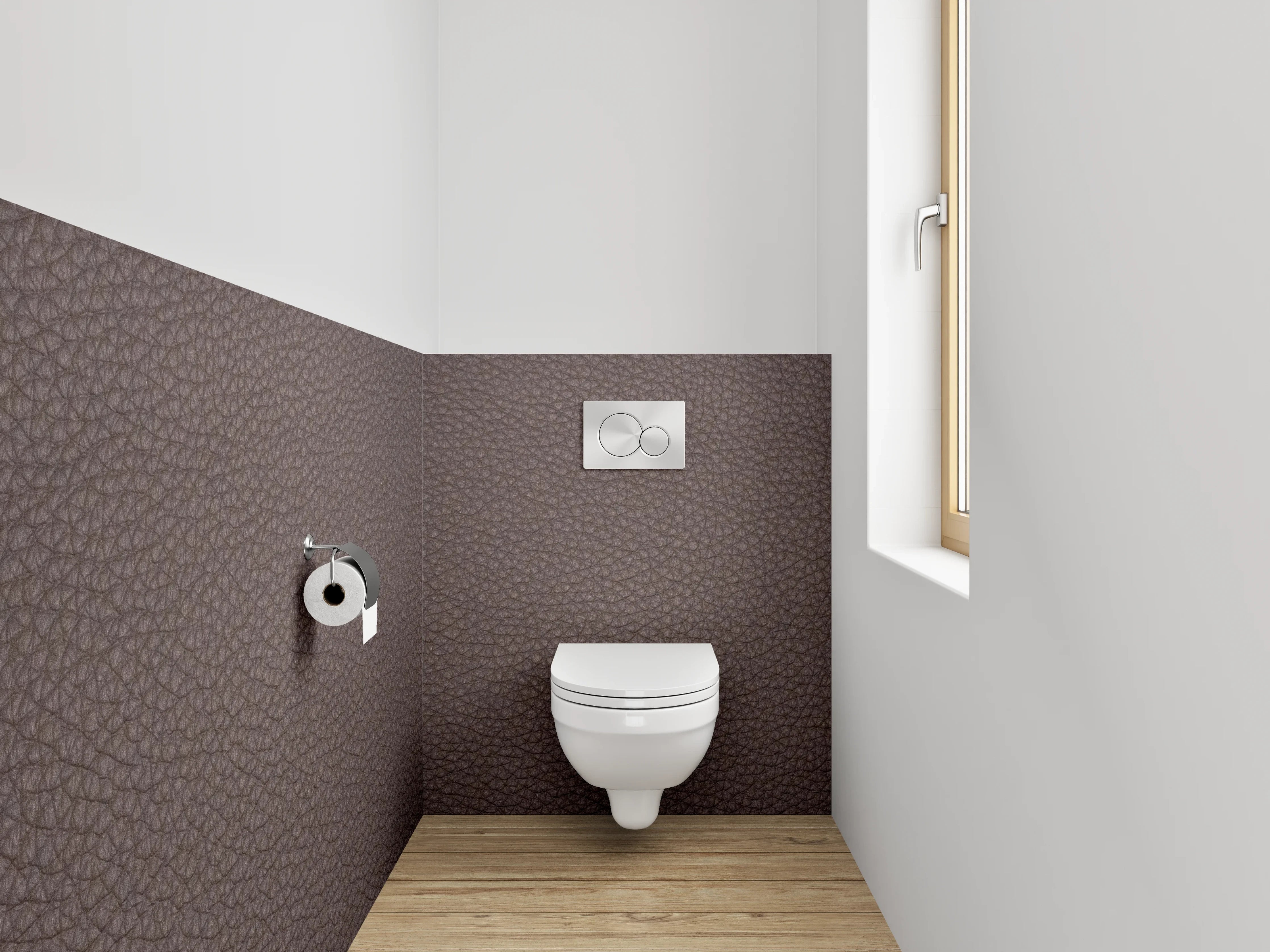 WC-Rückwand - Edle braune Lederoptik
