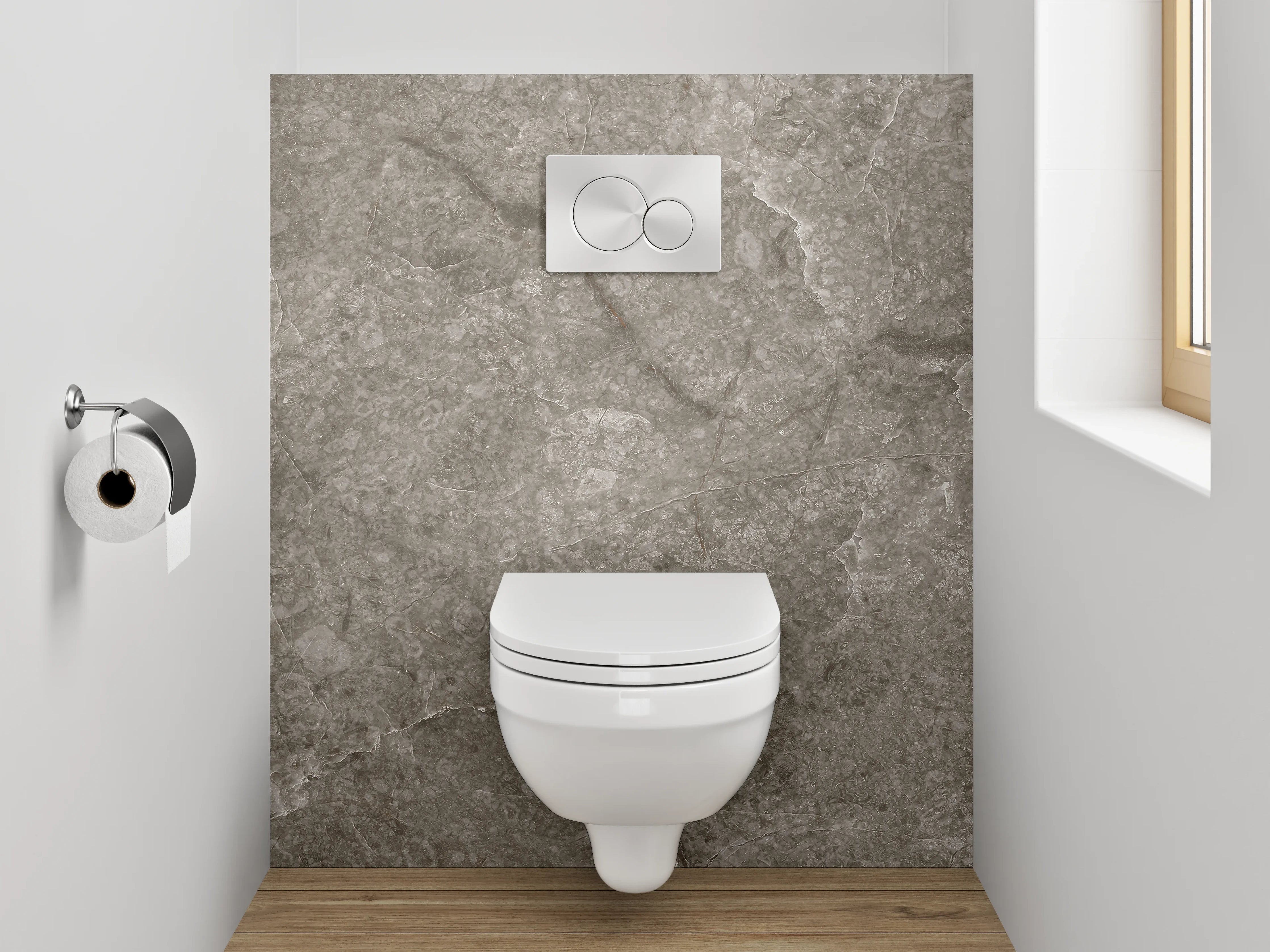WC-Rückwand - Edle graue Marmoroptik für Badezimmer