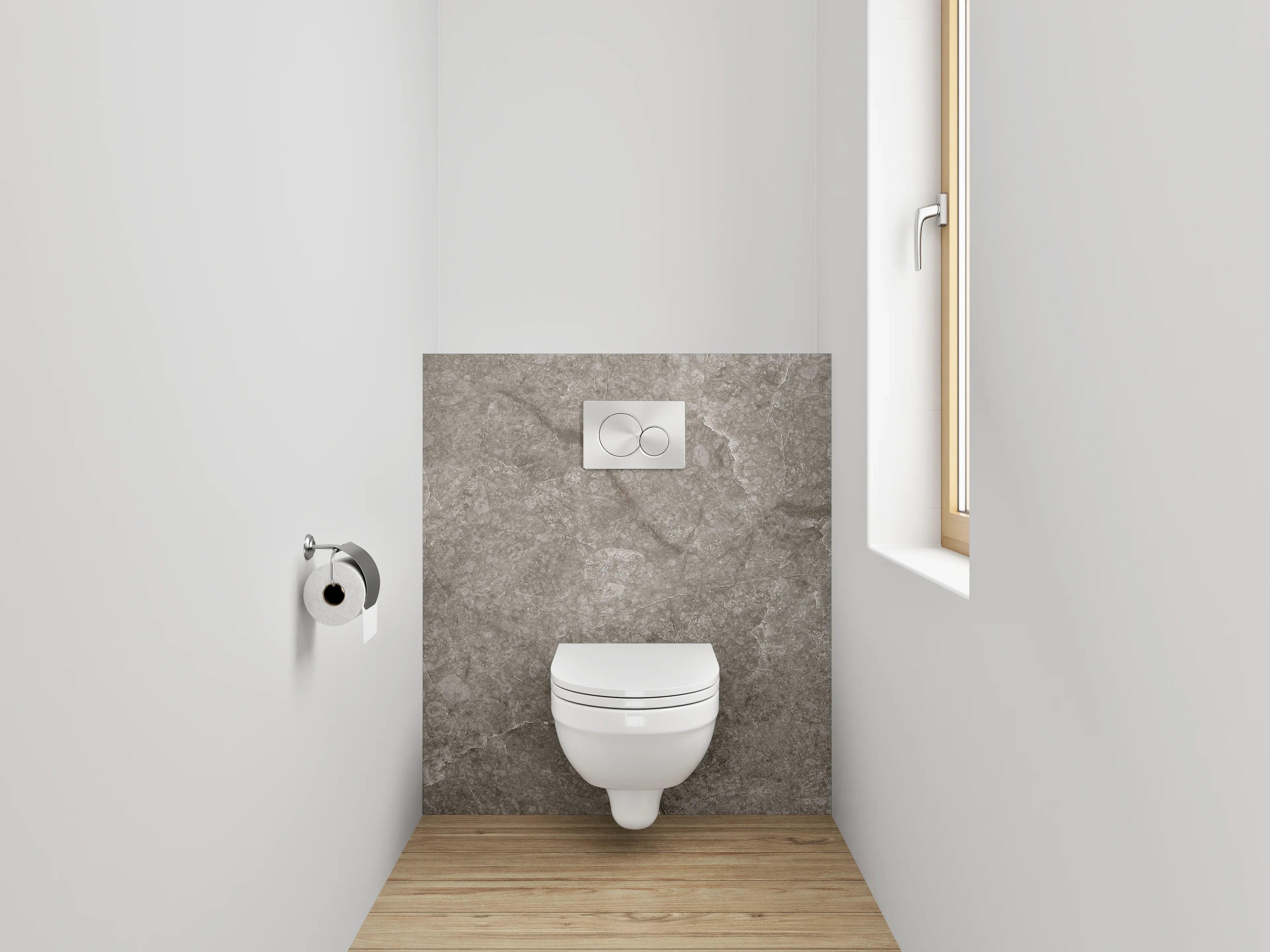 WC-Rückwand - Edle graue Marmoroptik für Badezimmer