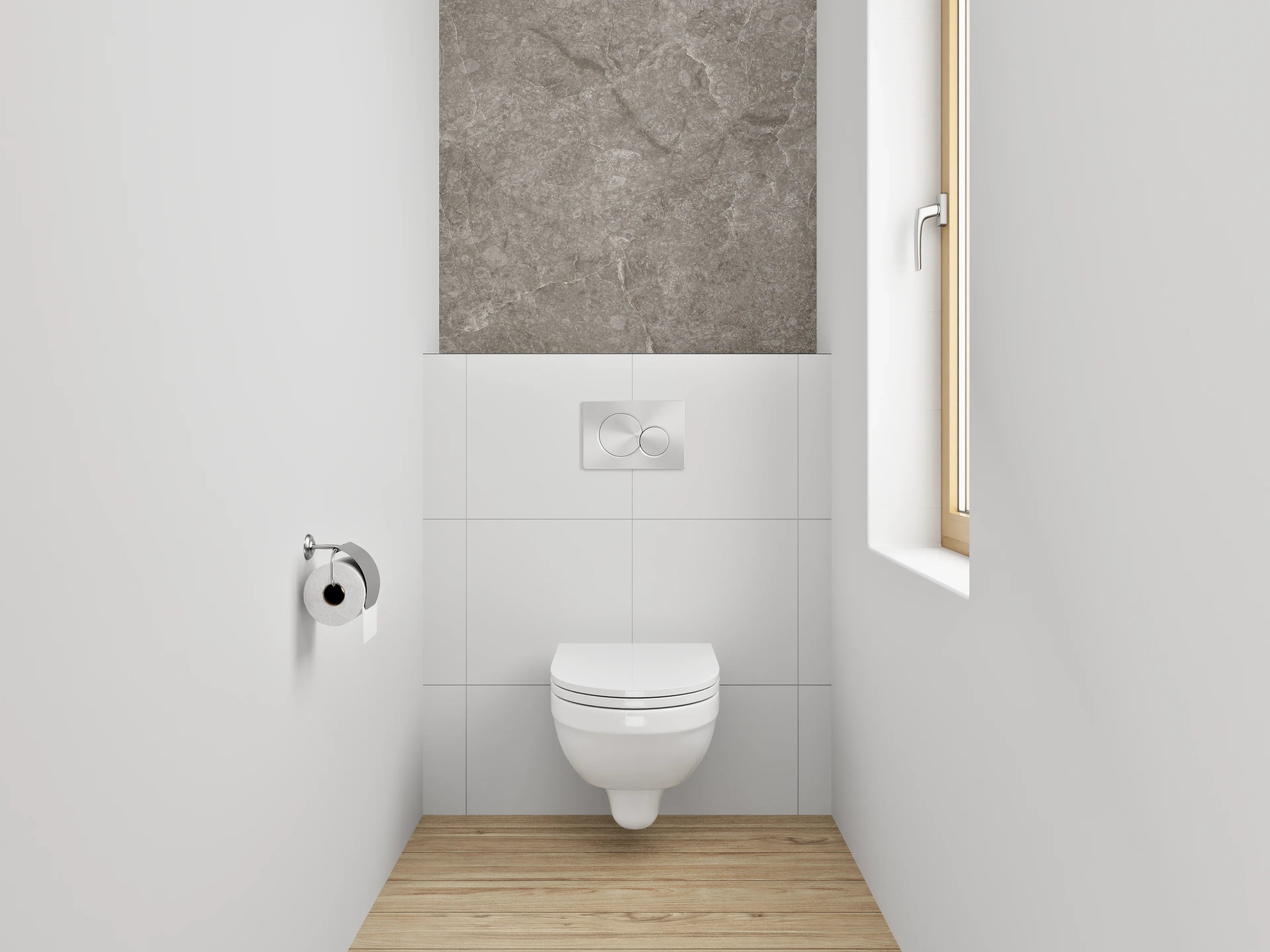 WC-Rückwand - Edle graue Marmoroptik für Badezimmer