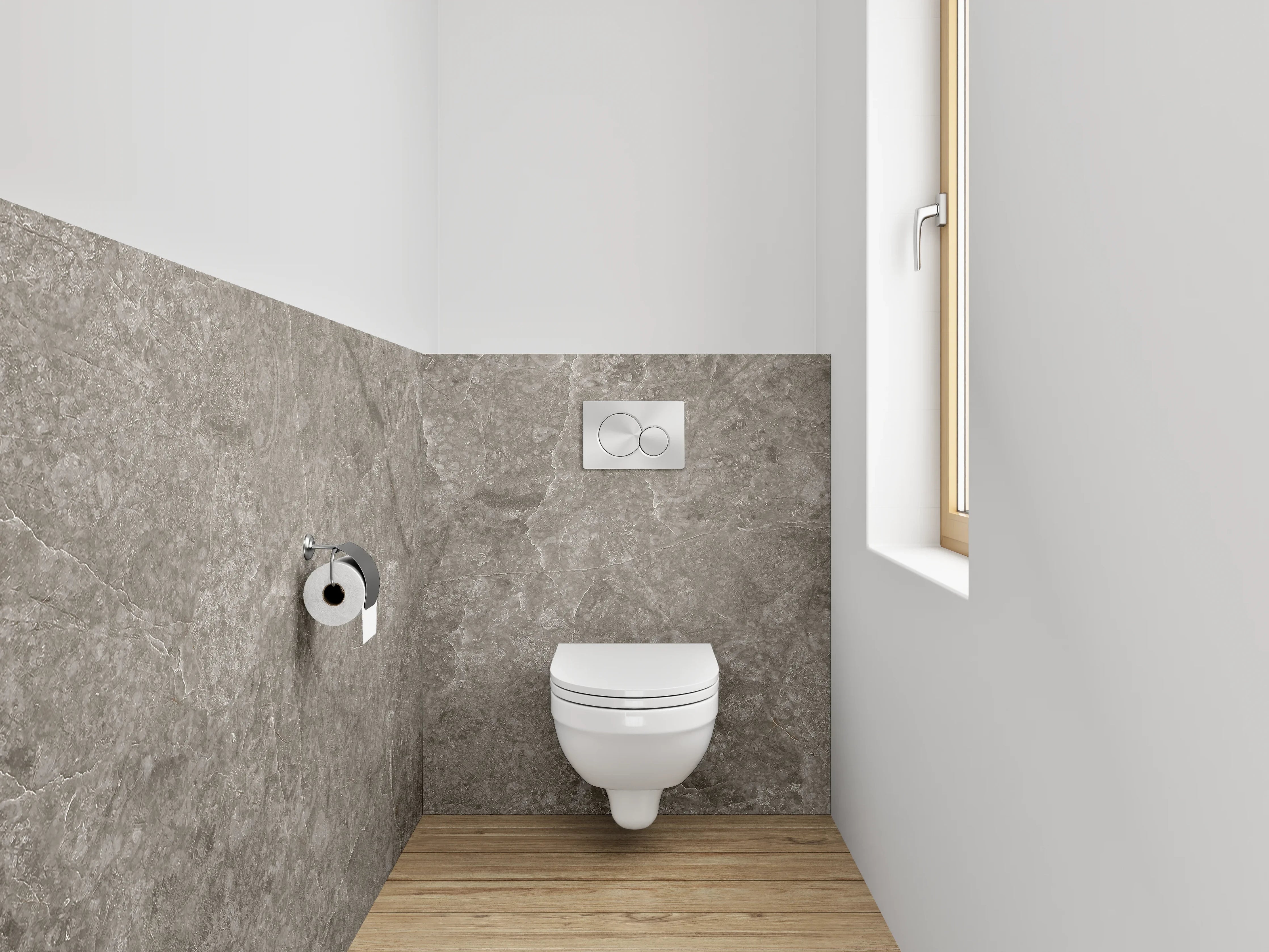WC-Rückwand - Edle graue Marmoroptik für Badezimmer