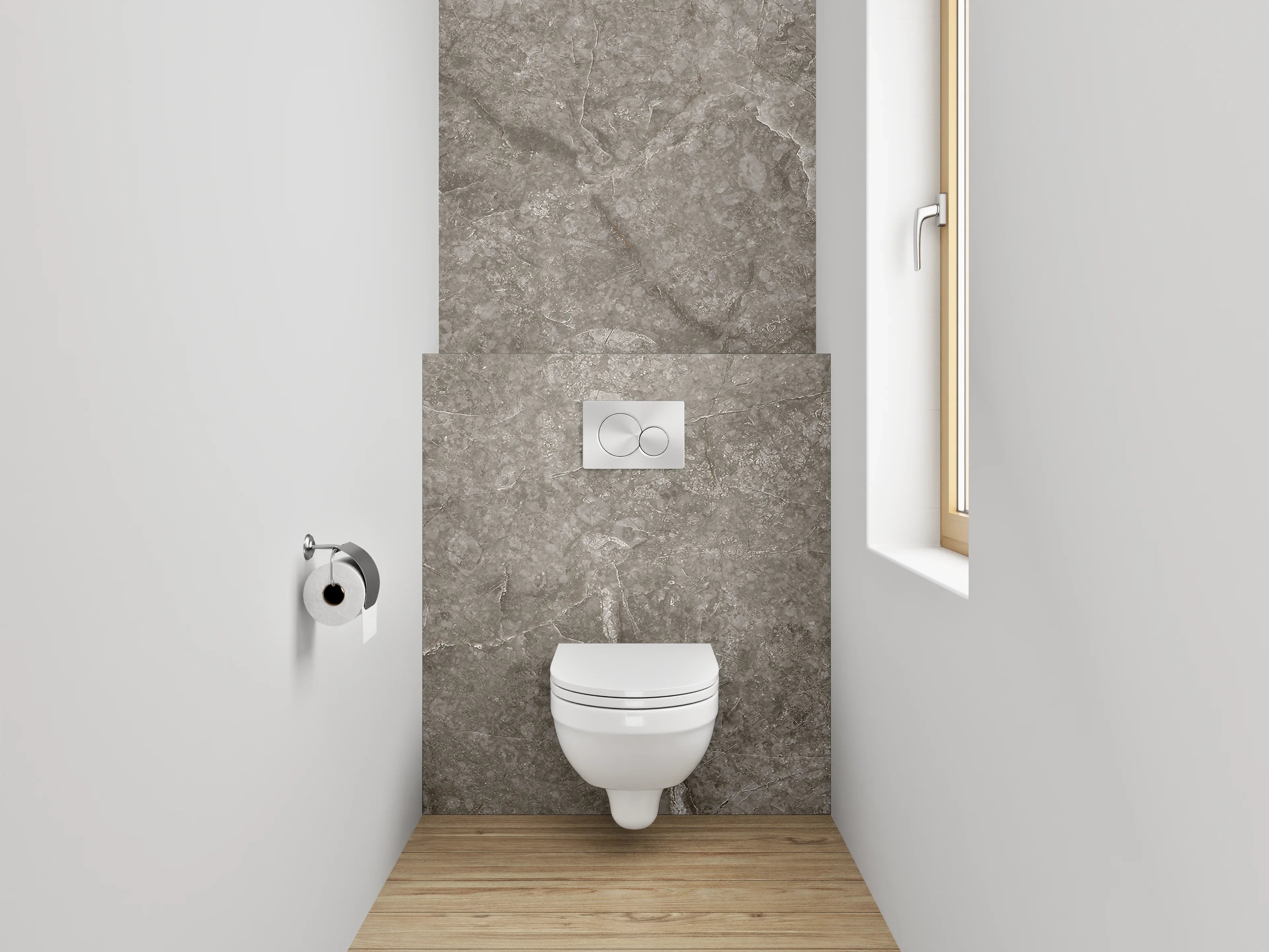WC-Rückwand - Edle graue Marmoroptik für Badezimmer