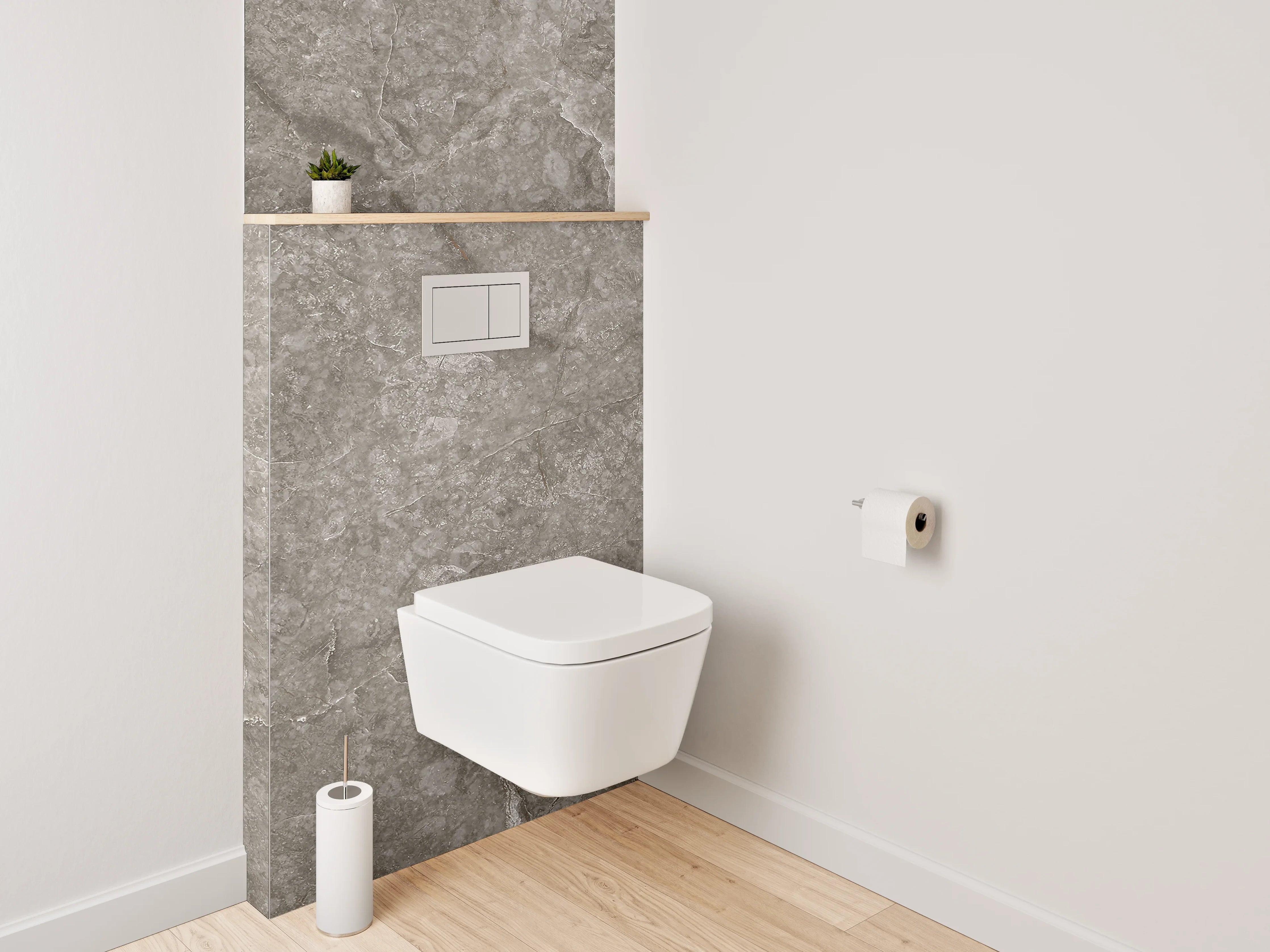 WC-Rückwand - Edle graue Marmoroptik für Badezimmer