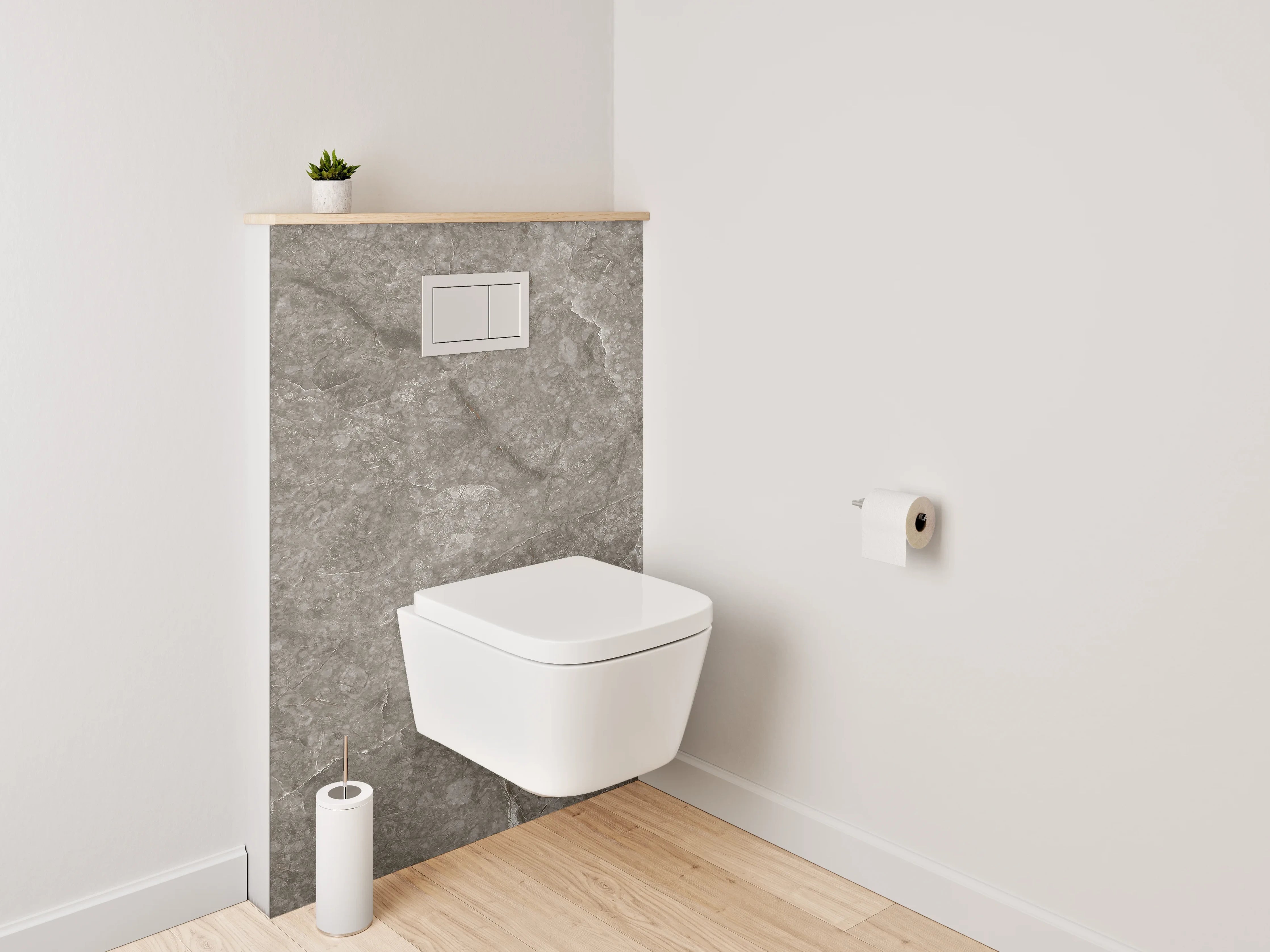 WC-Rückwand - Edle graue Marmoroptik für Badezimmer