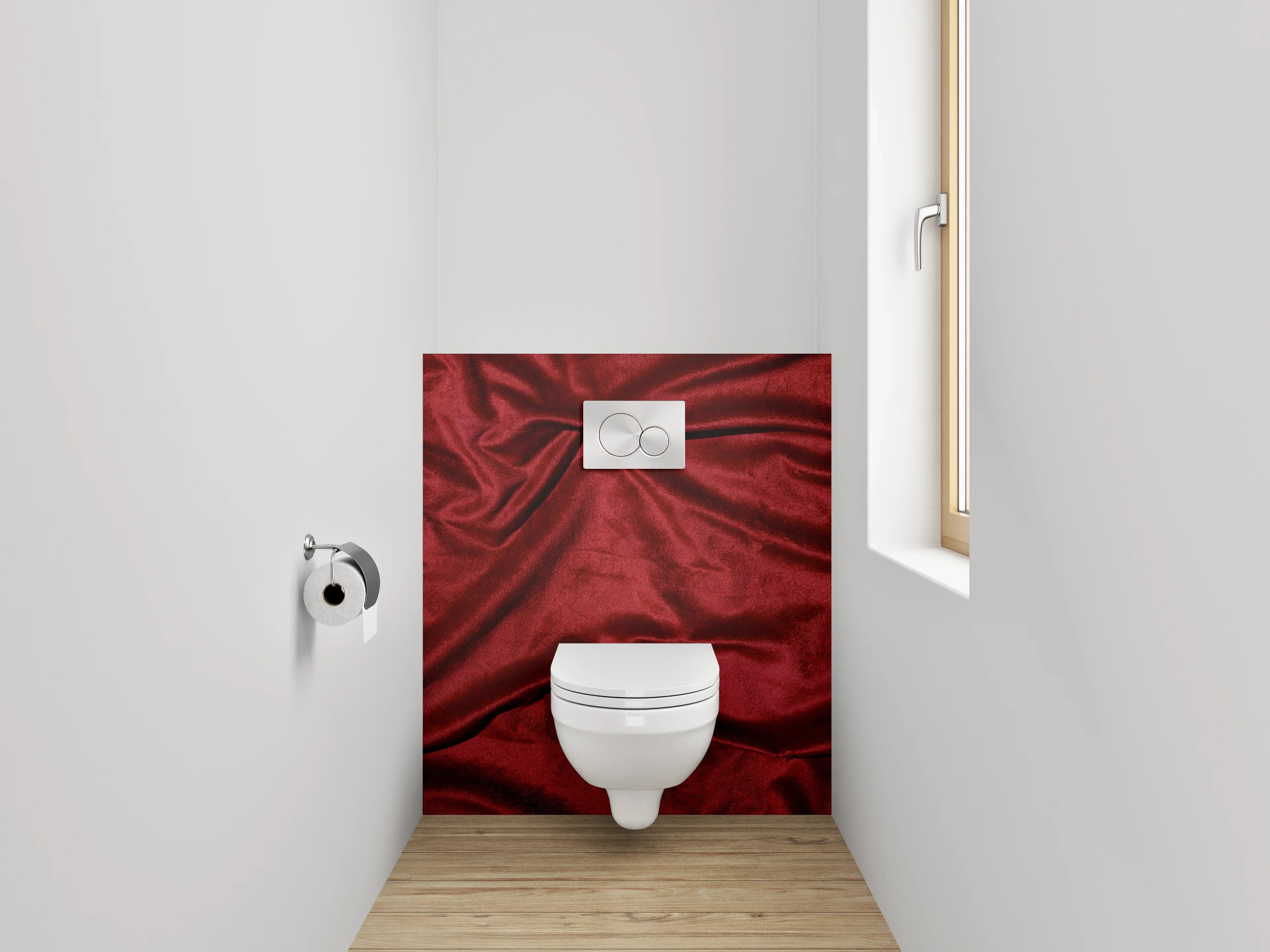 WC-Rückwand - Edle rote Samtoptik