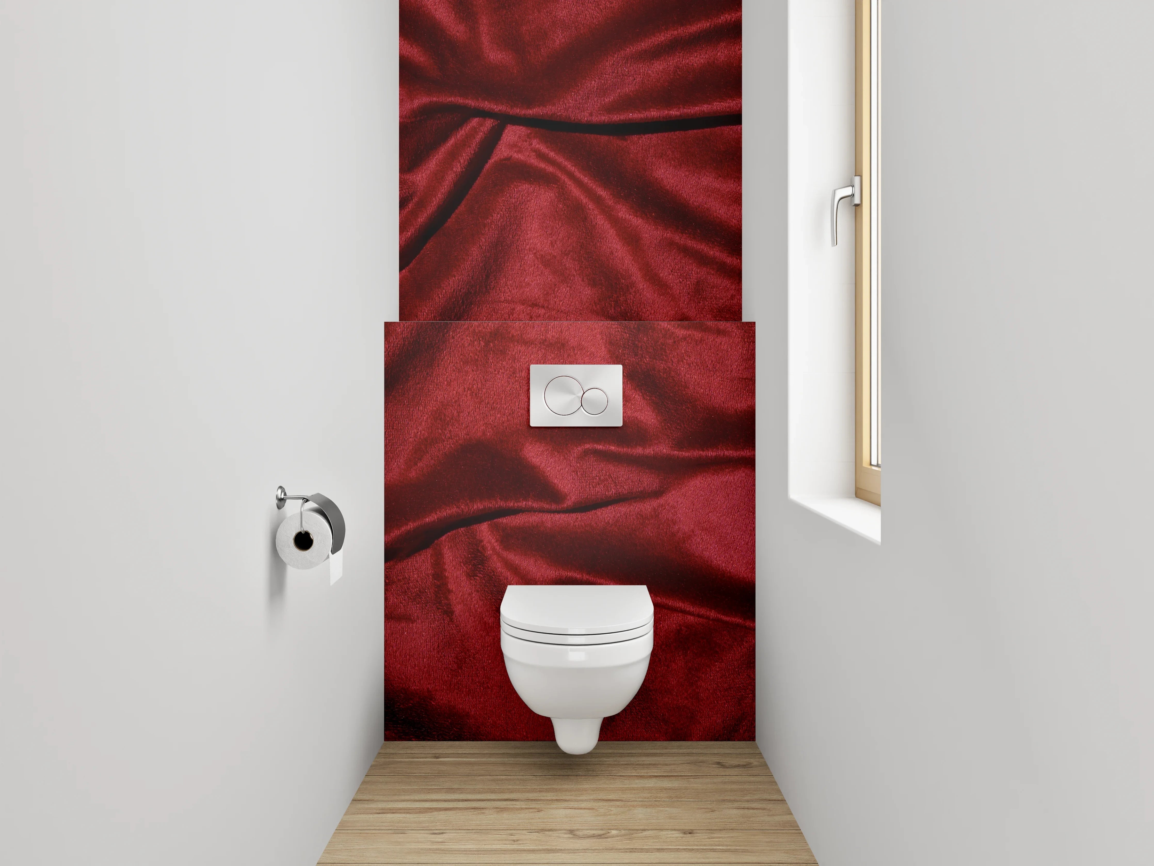 WC-Rückwand - Edle rote Samtoptik
