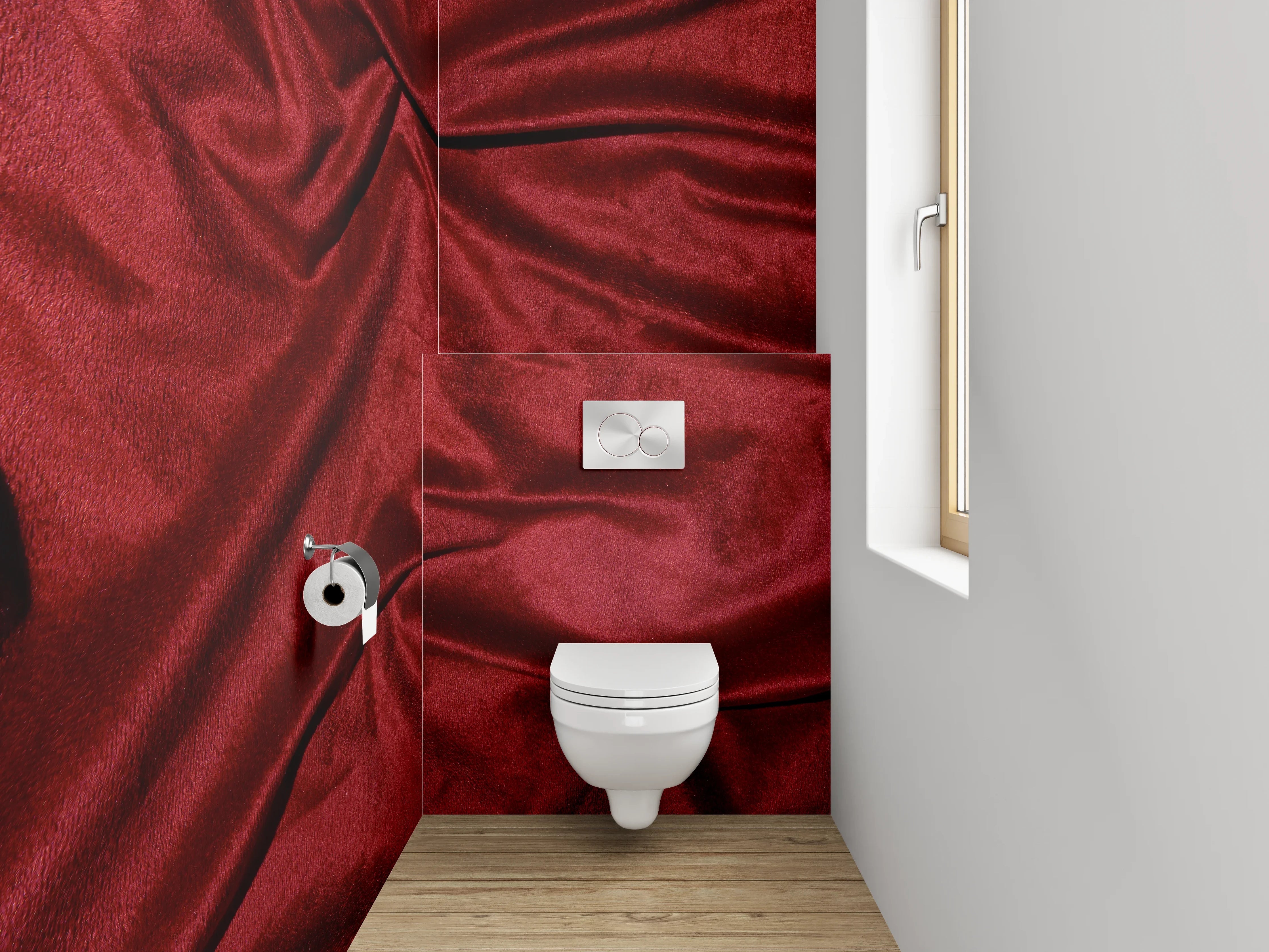 WC-Rückwand - Edle rote Samtoptik
