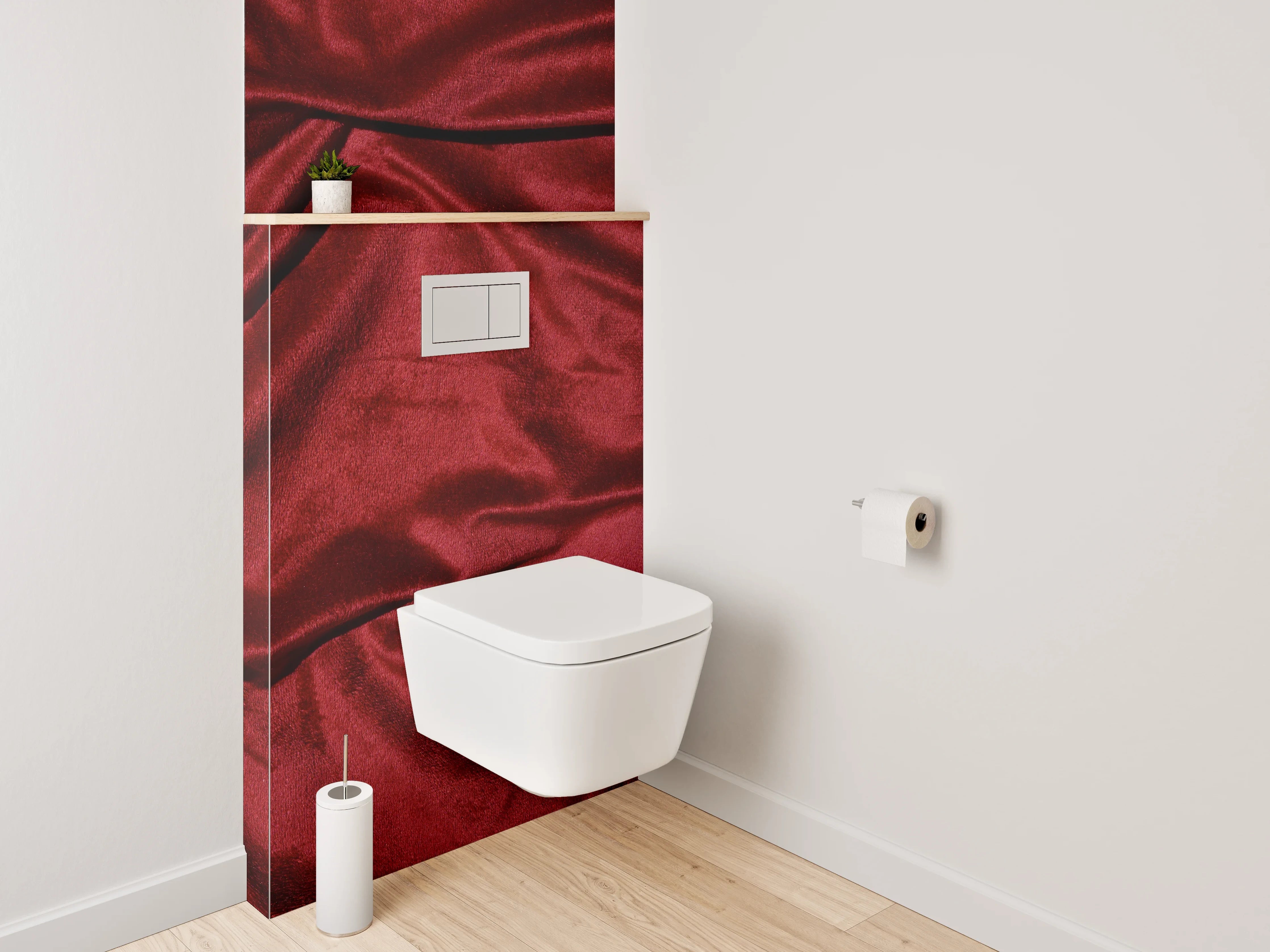 WC-Rückwand - Edle rote Samtoptik