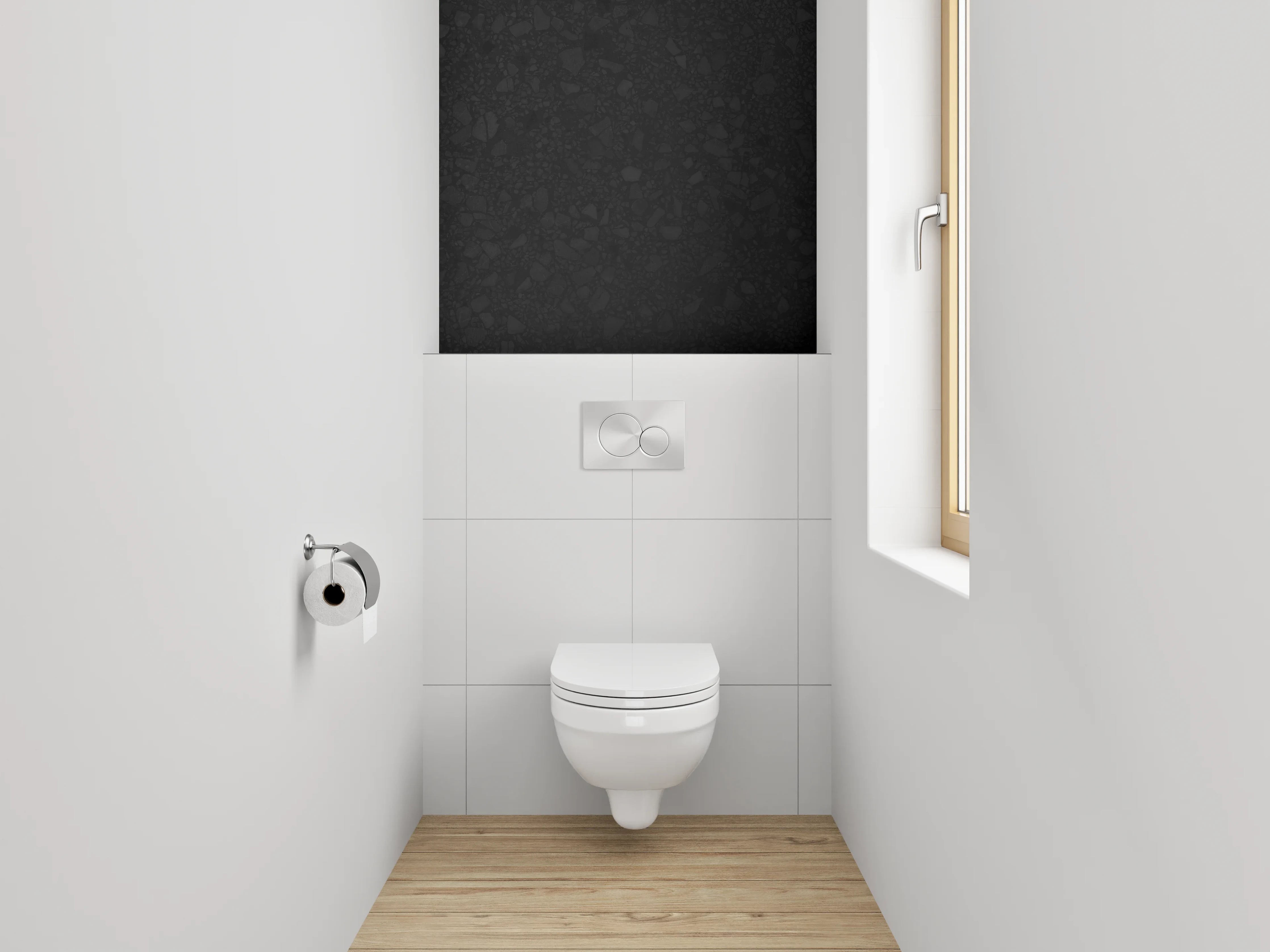 WC-Rückwand - Edle schwarze Steinoptik