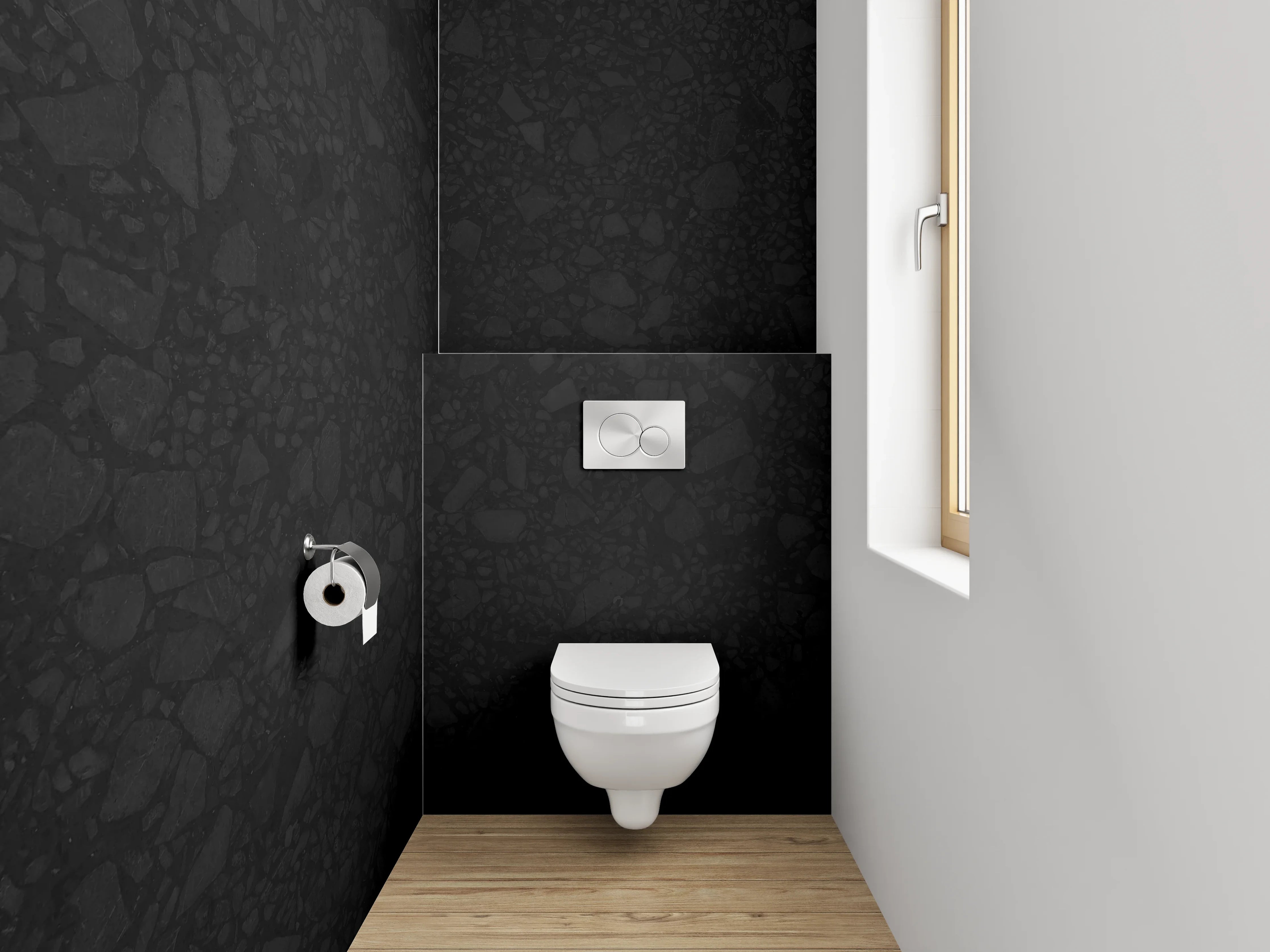 WC-Rückwand - Edle schwarze Steinoptik