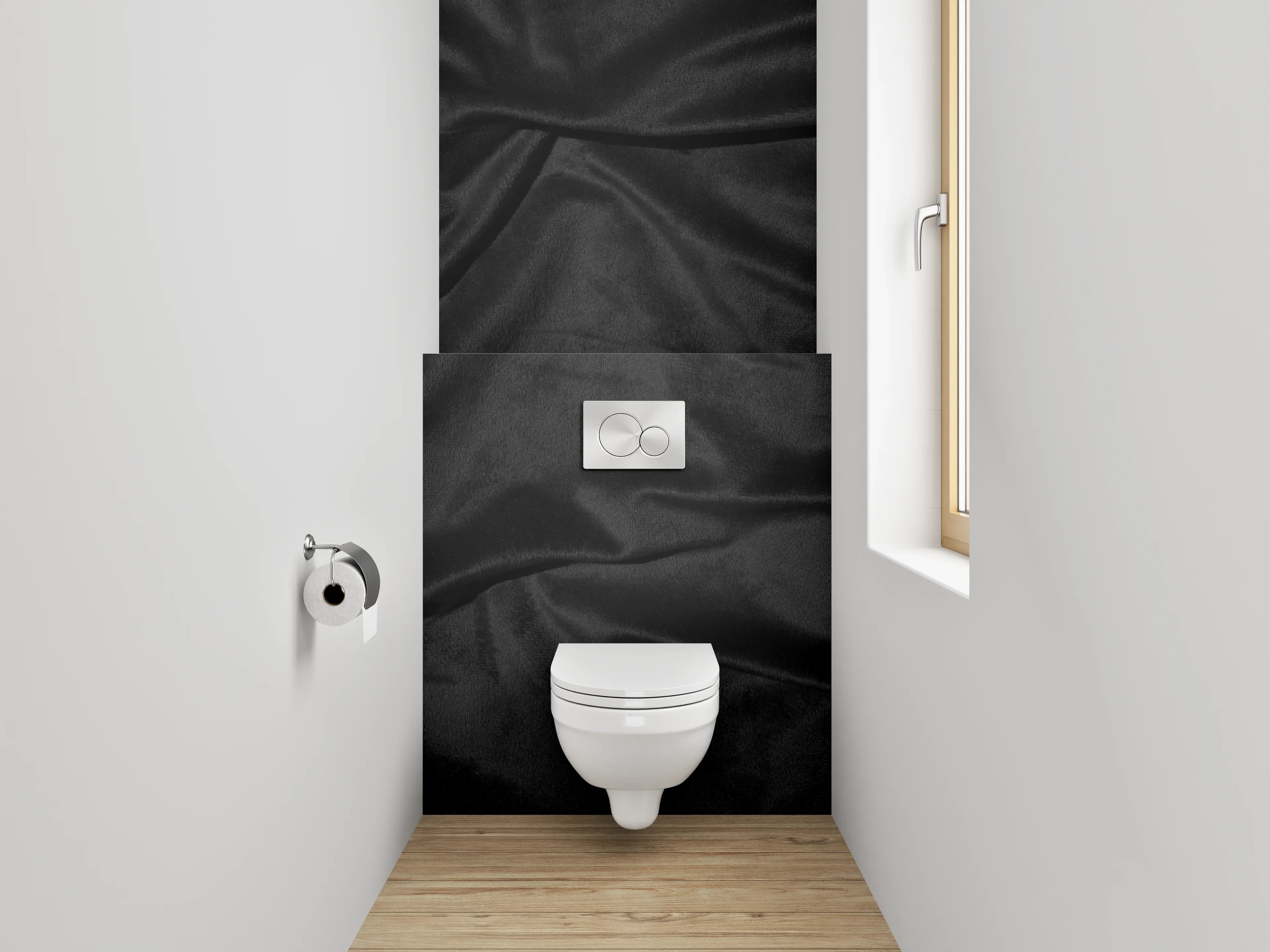 WC-Rückwand - Edle schwarze Stoffoptik
