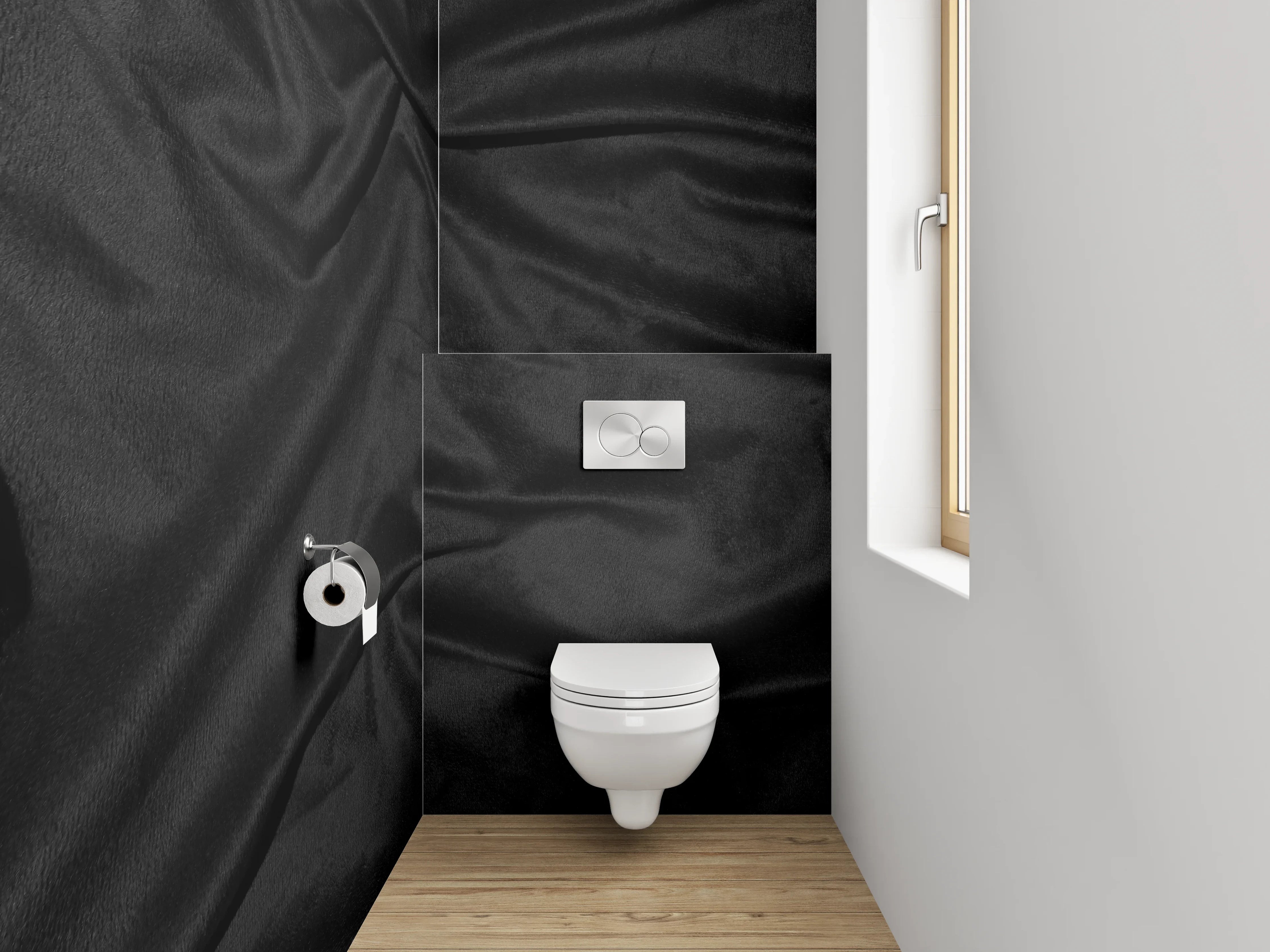WC-Rückwand - Edle schwarze Stoffoptik