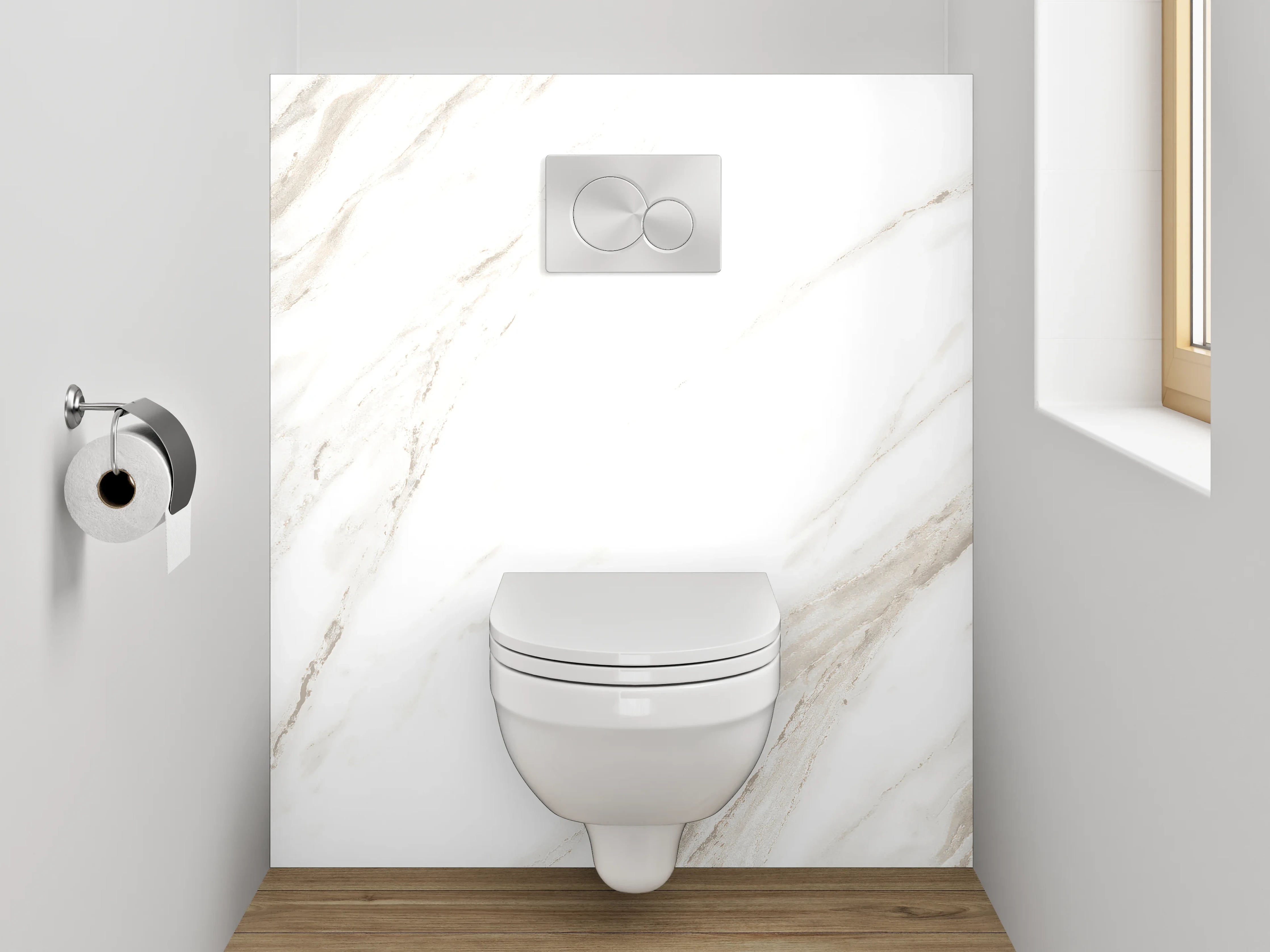 WC-Rückwand - Edle weiße Marmoroptik