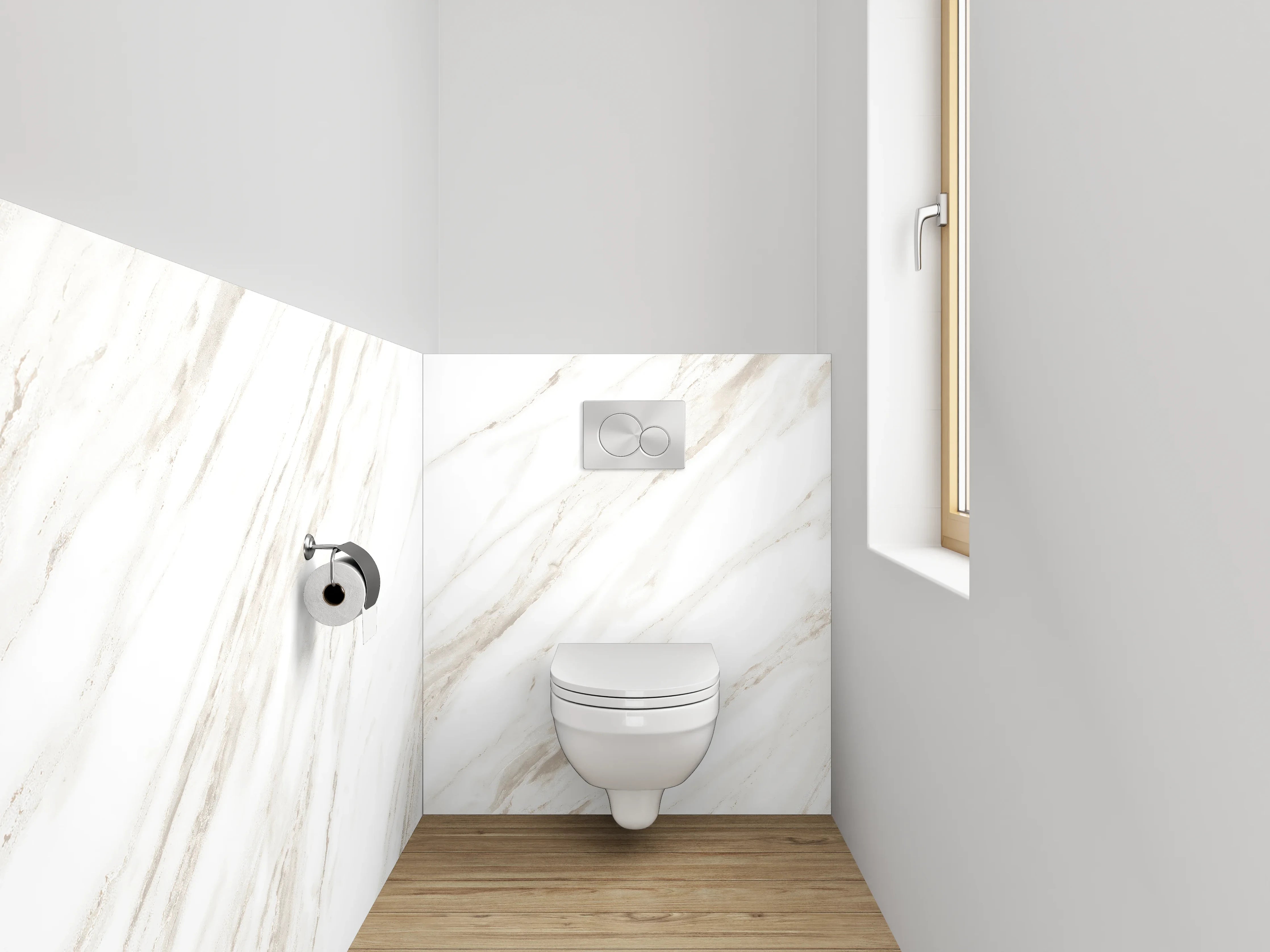 WC-Rückwand - Edle weiße Marmoroptik