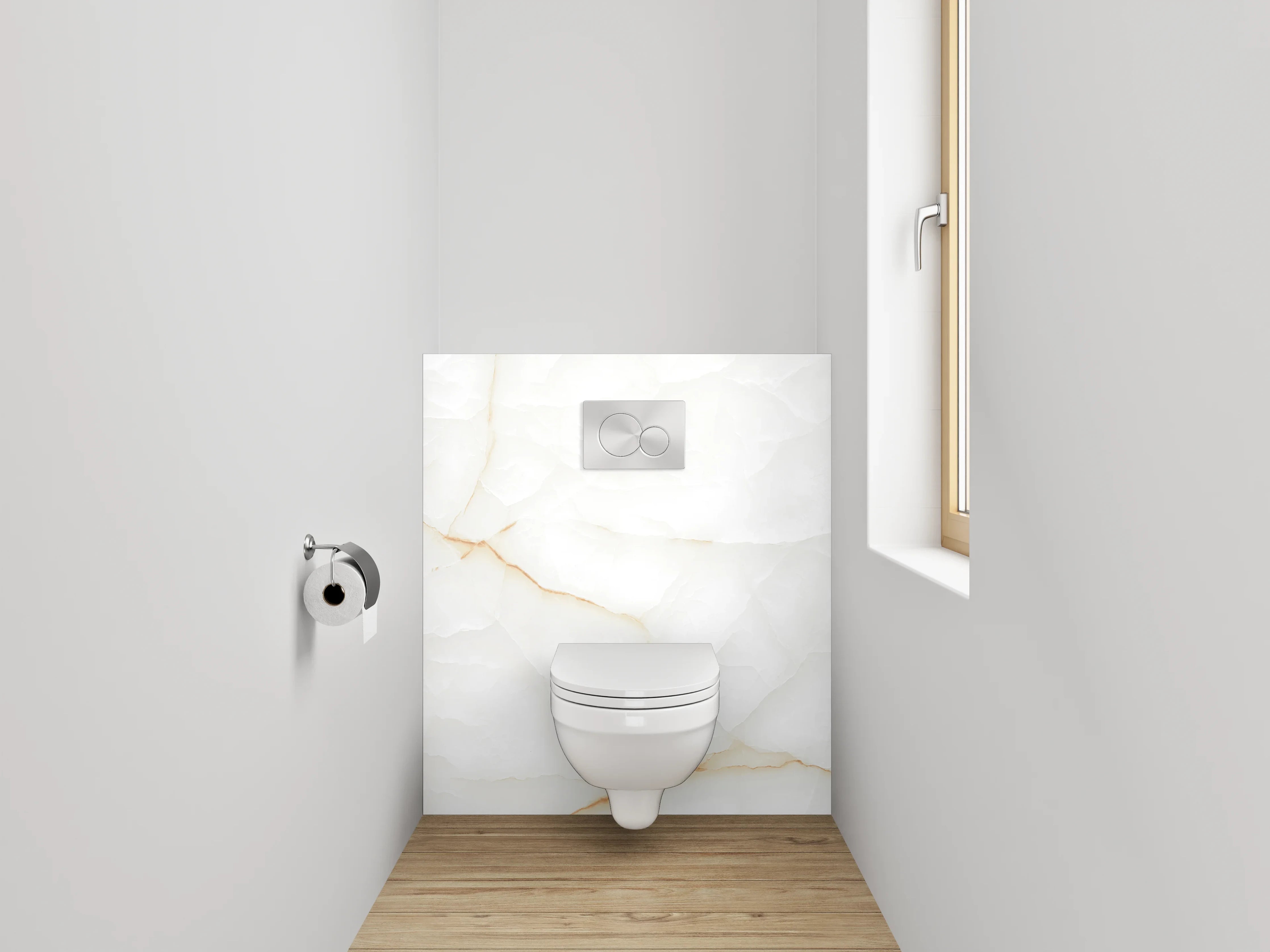 WC-Rückwand - Edle weiße Marmorstruktur