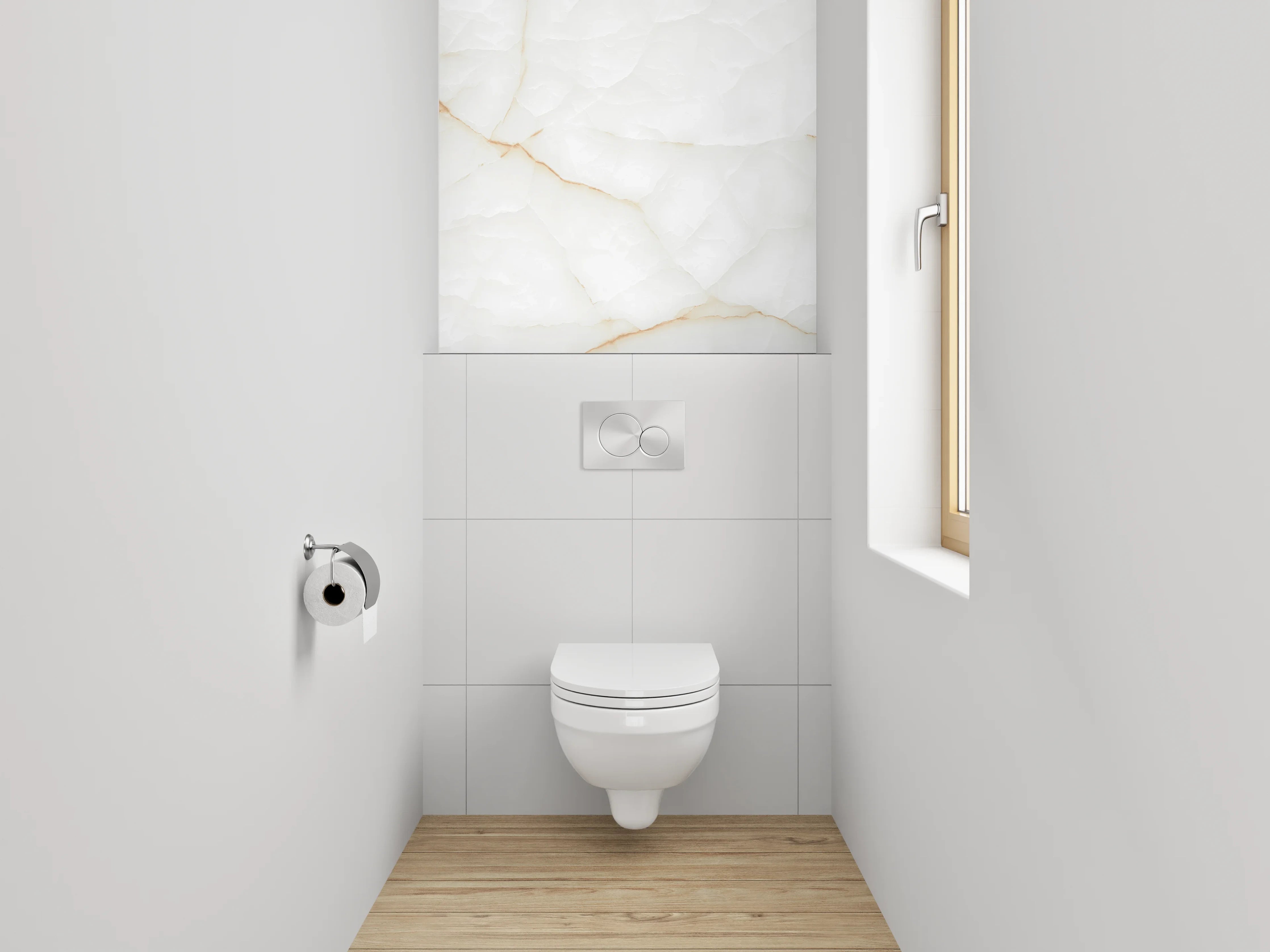 WC-Rückwand - Edle weiße Marmorstruktur