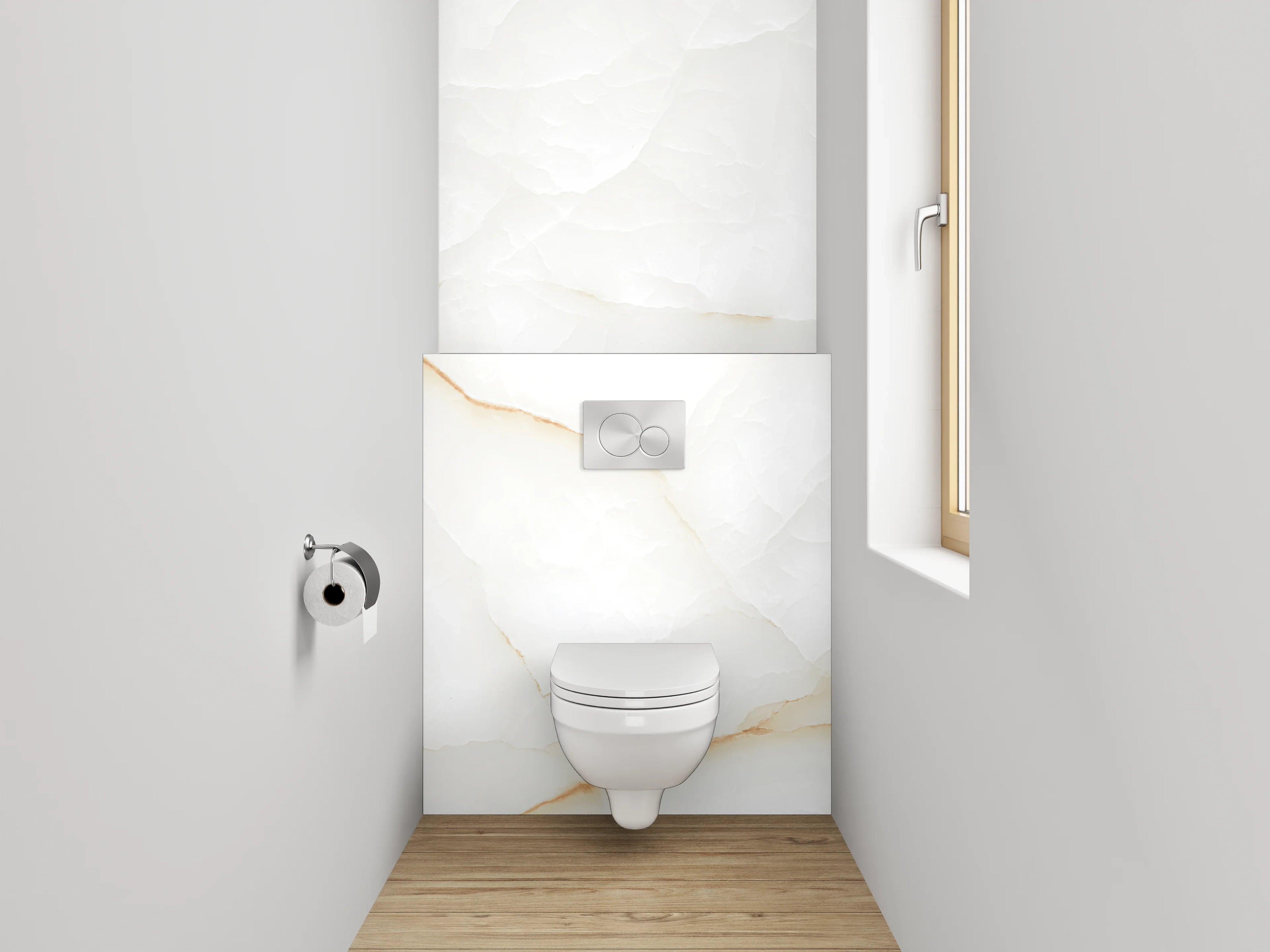WC-Rückwand - Edle weiße Marmorstruktur