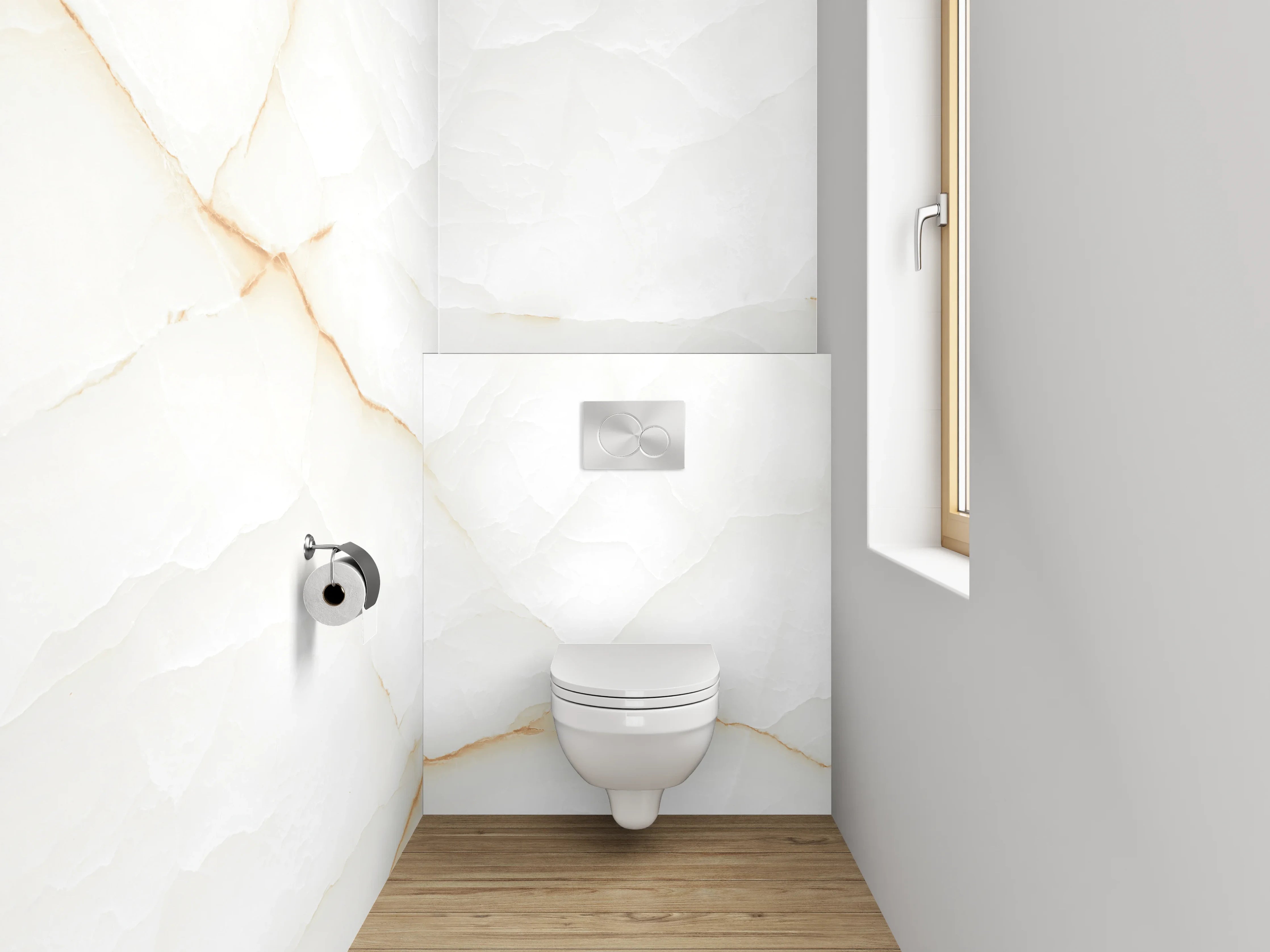 WC-Rückwand - Edle weiße Marmorstruktur
