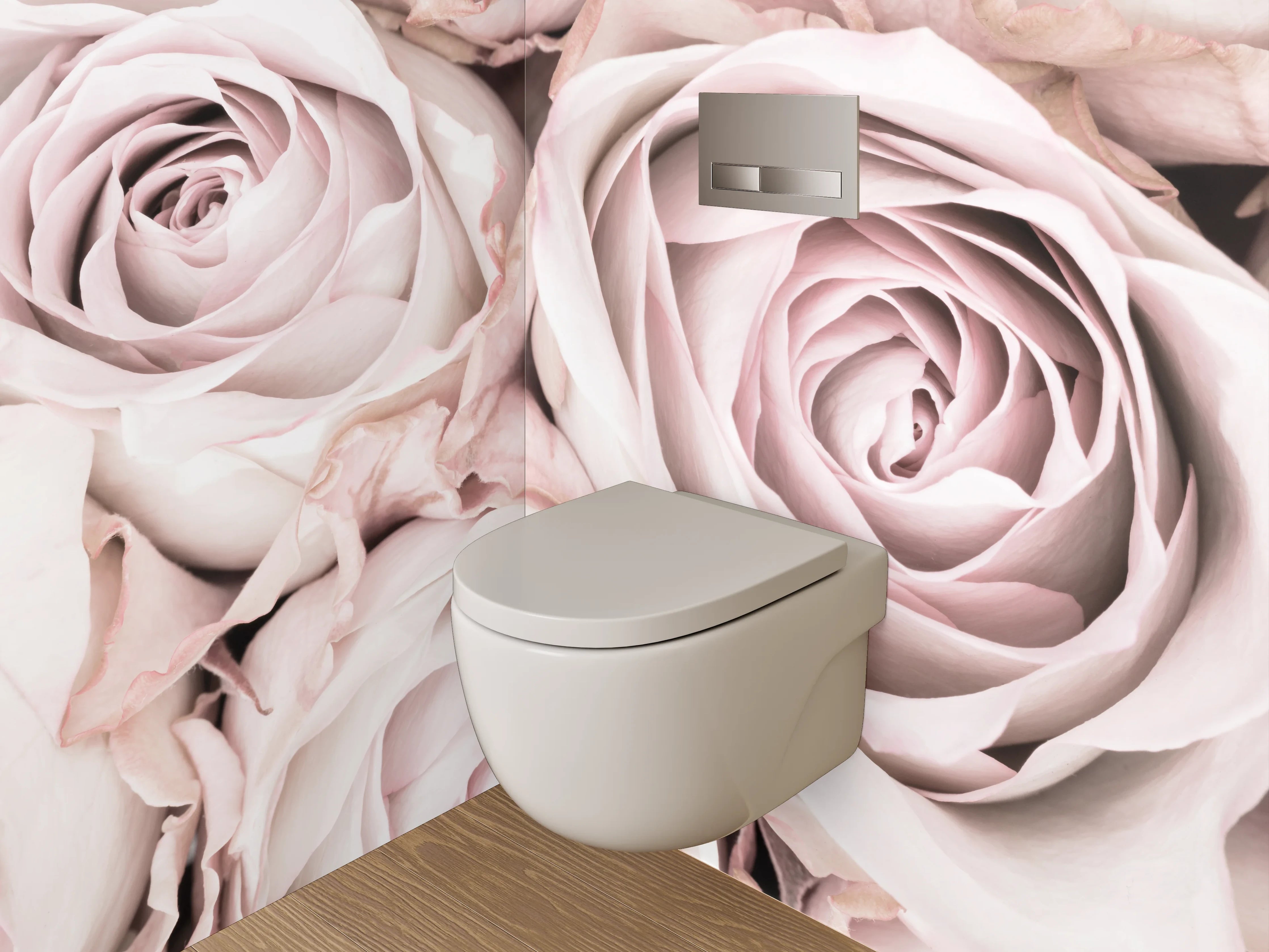 WC-Rückwand - Edle weiße Rosenblüten Fotomotiv