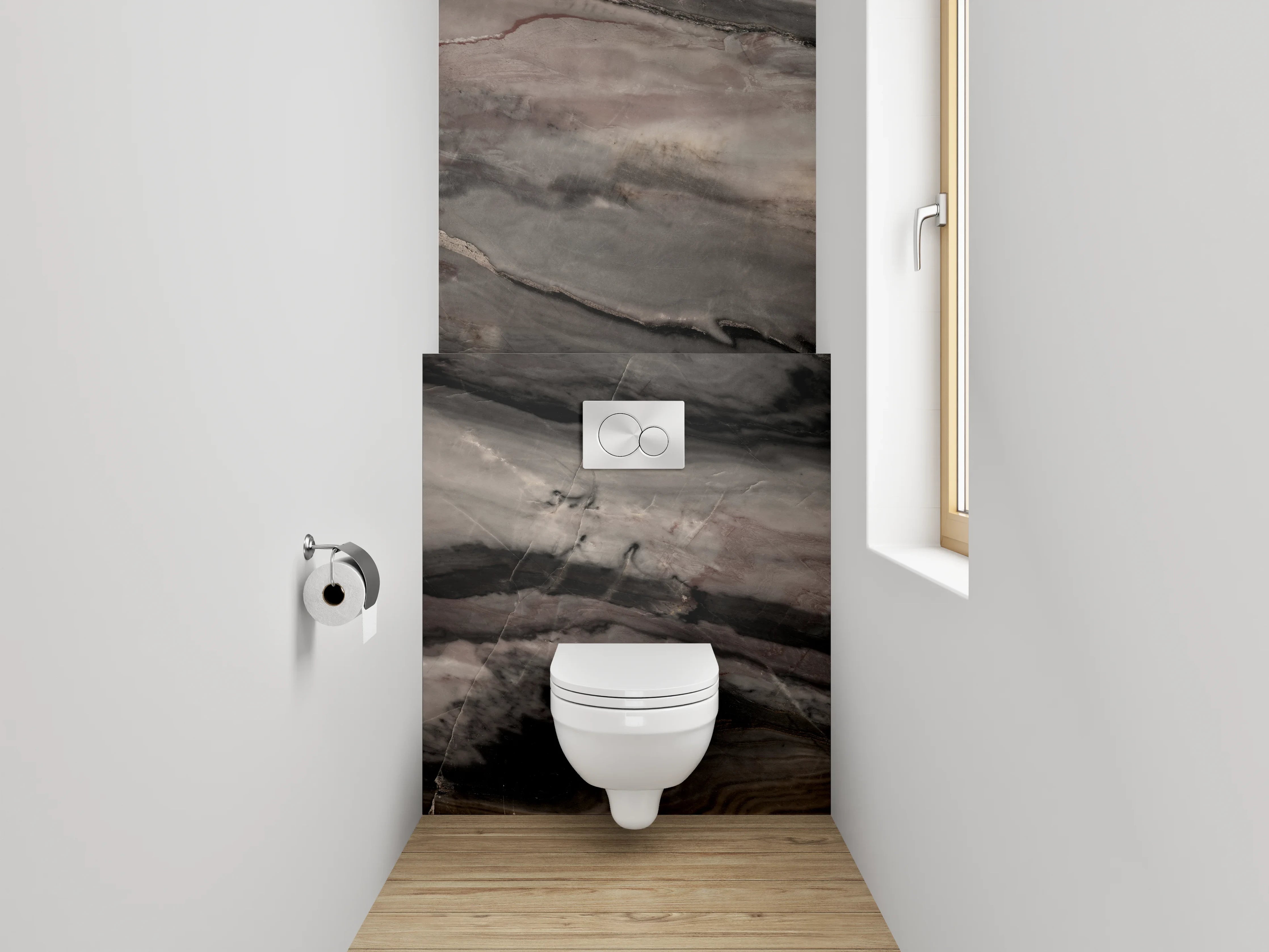 WC-Rückwand - Edler Marmor-Look in Braun und Grau