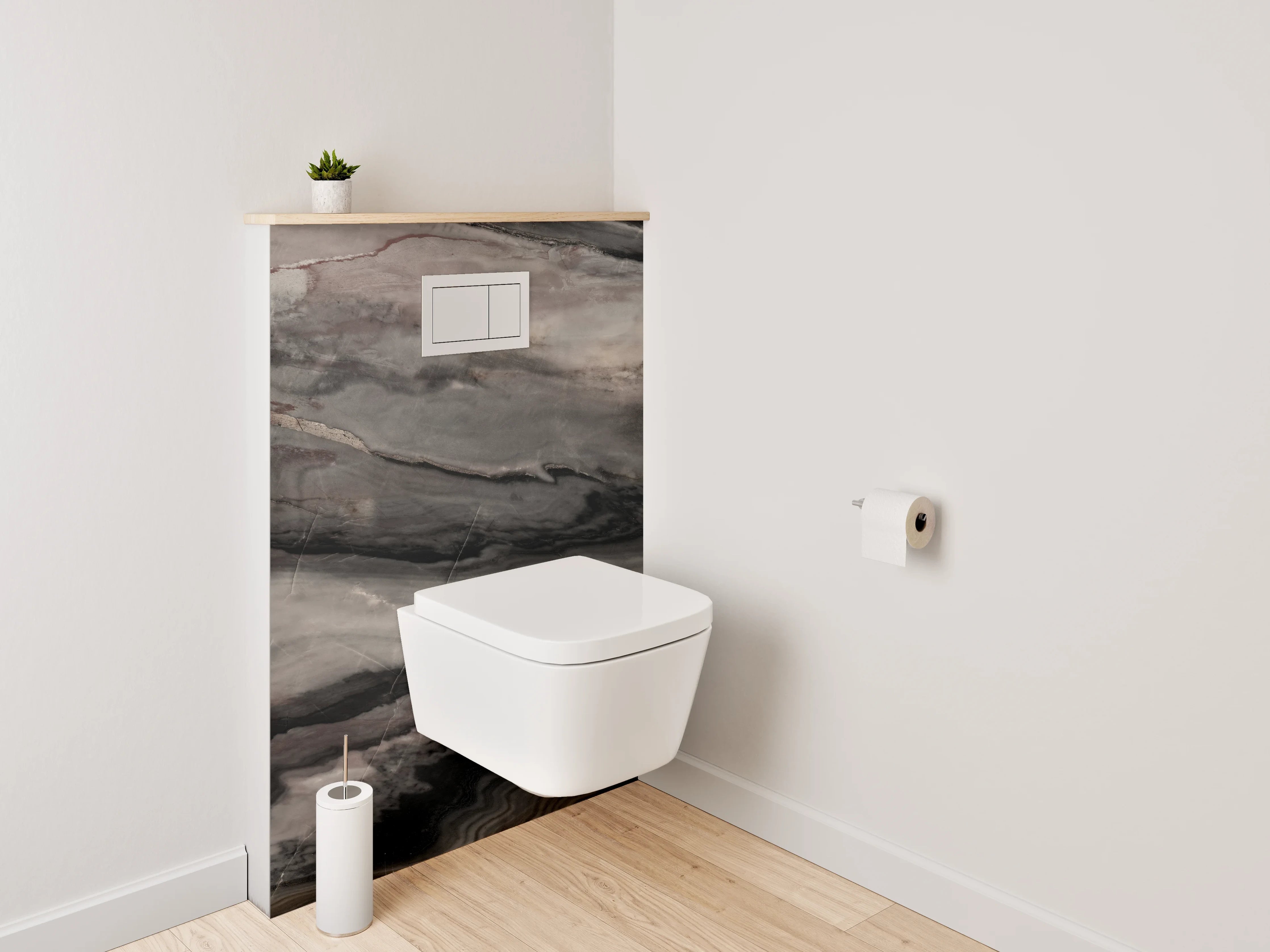 WC-Rückwand - Edler Marmor-Look in Braun und Grau