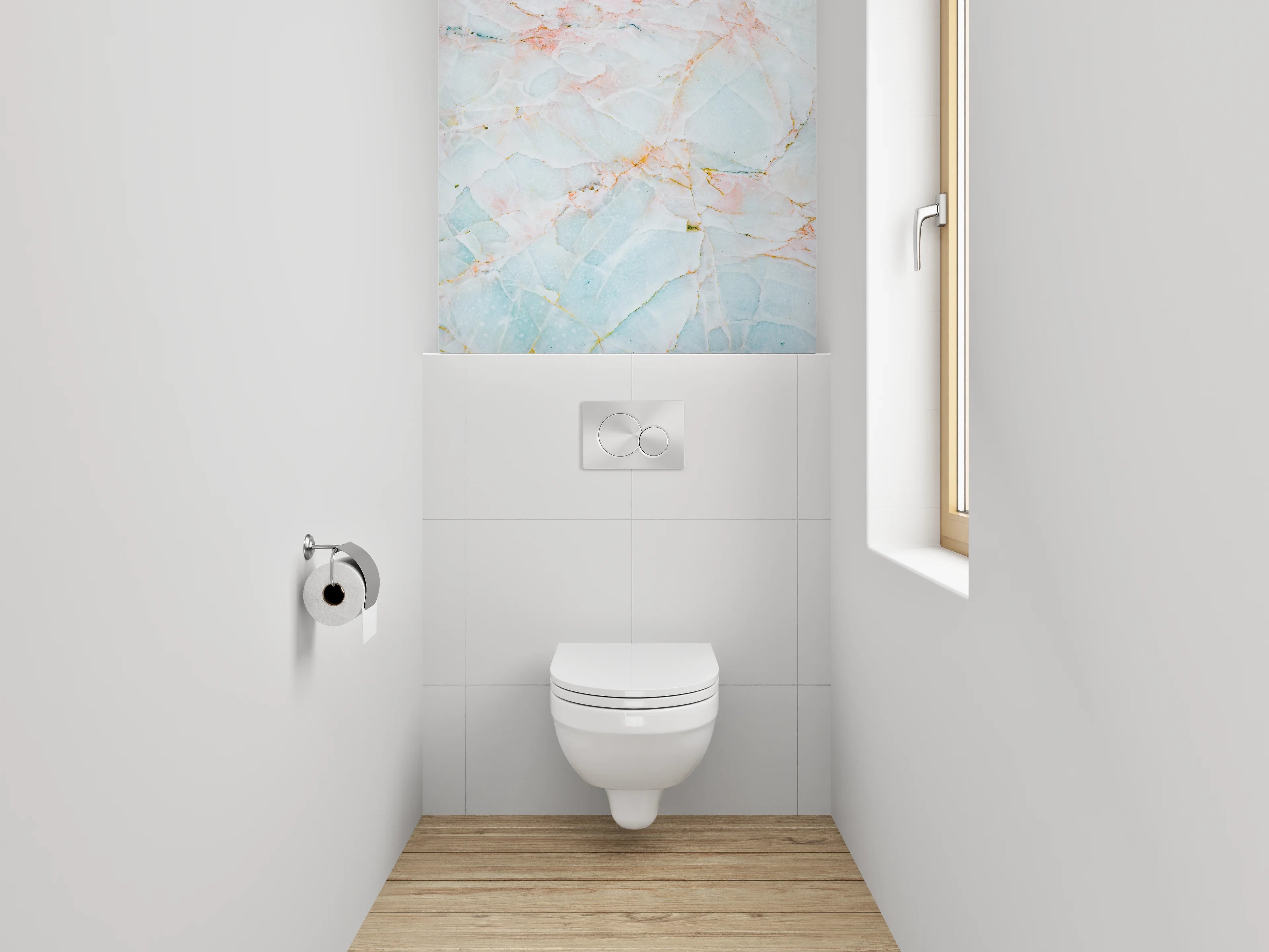 WC-Rückwand - Edler Marmor-Look in Pastell