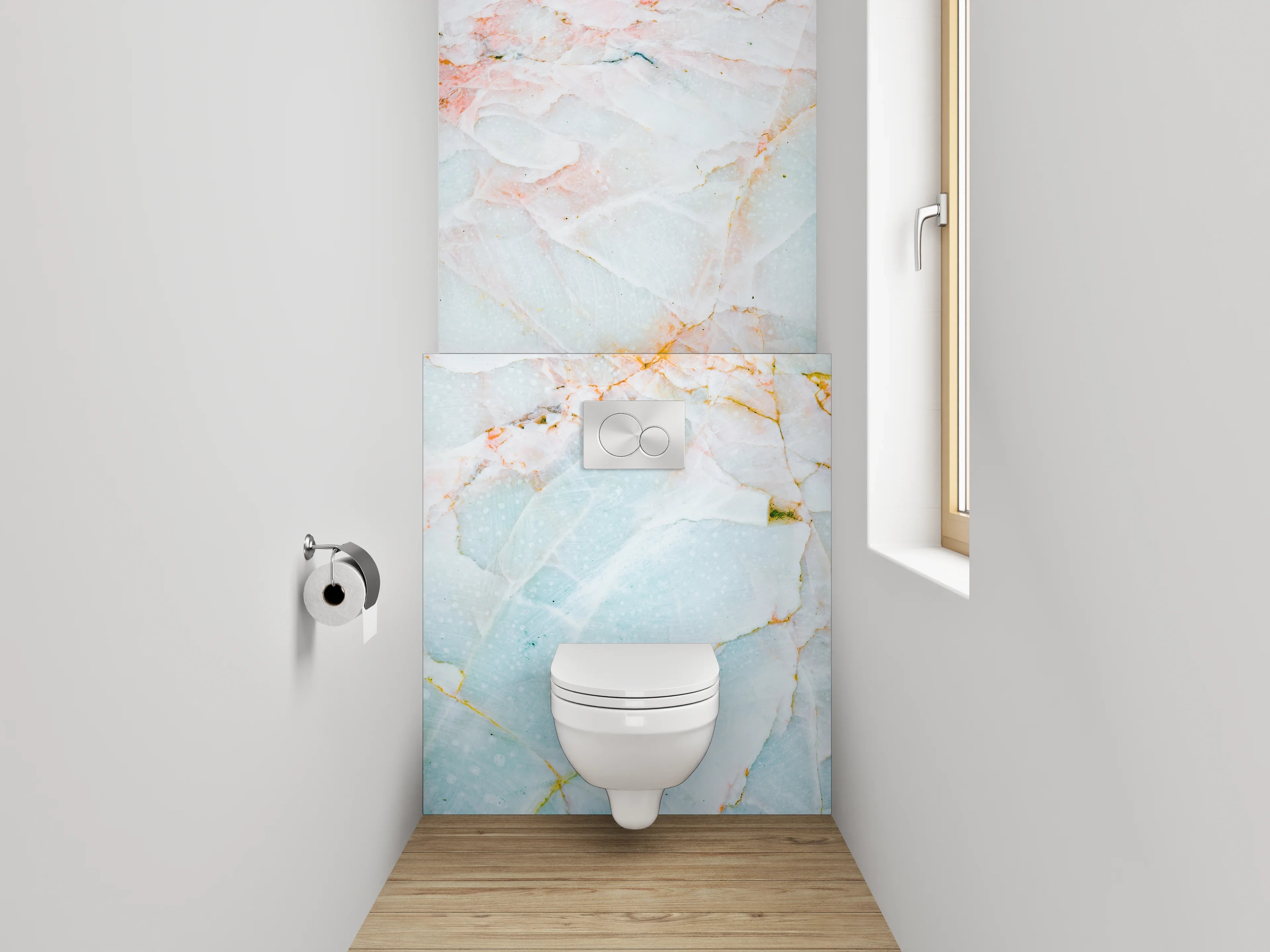 WC-Rückwand - Edler Marmor-Look in Pastell