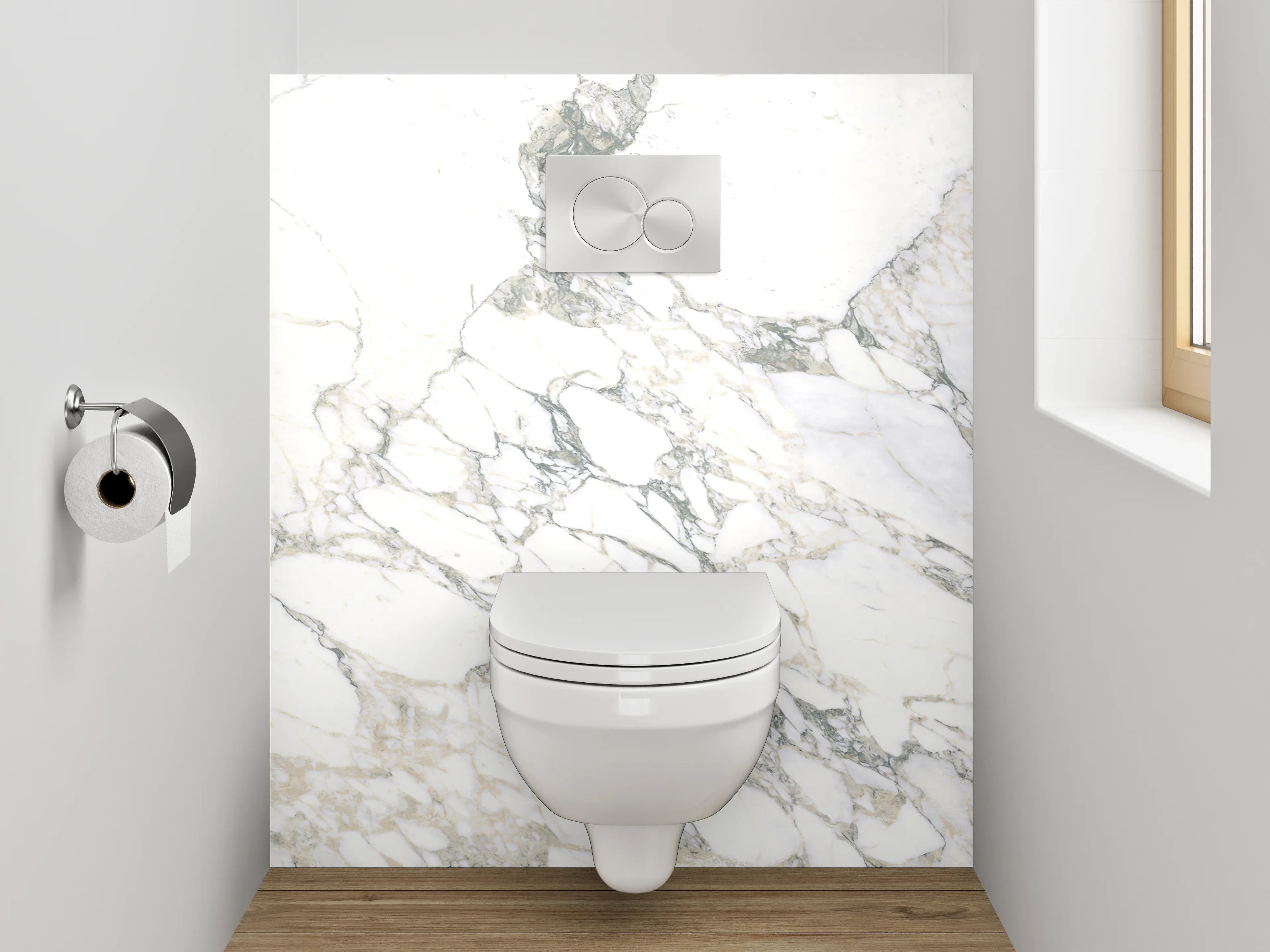 WC-Rückwand - Edler Marmor Look weiß-grau