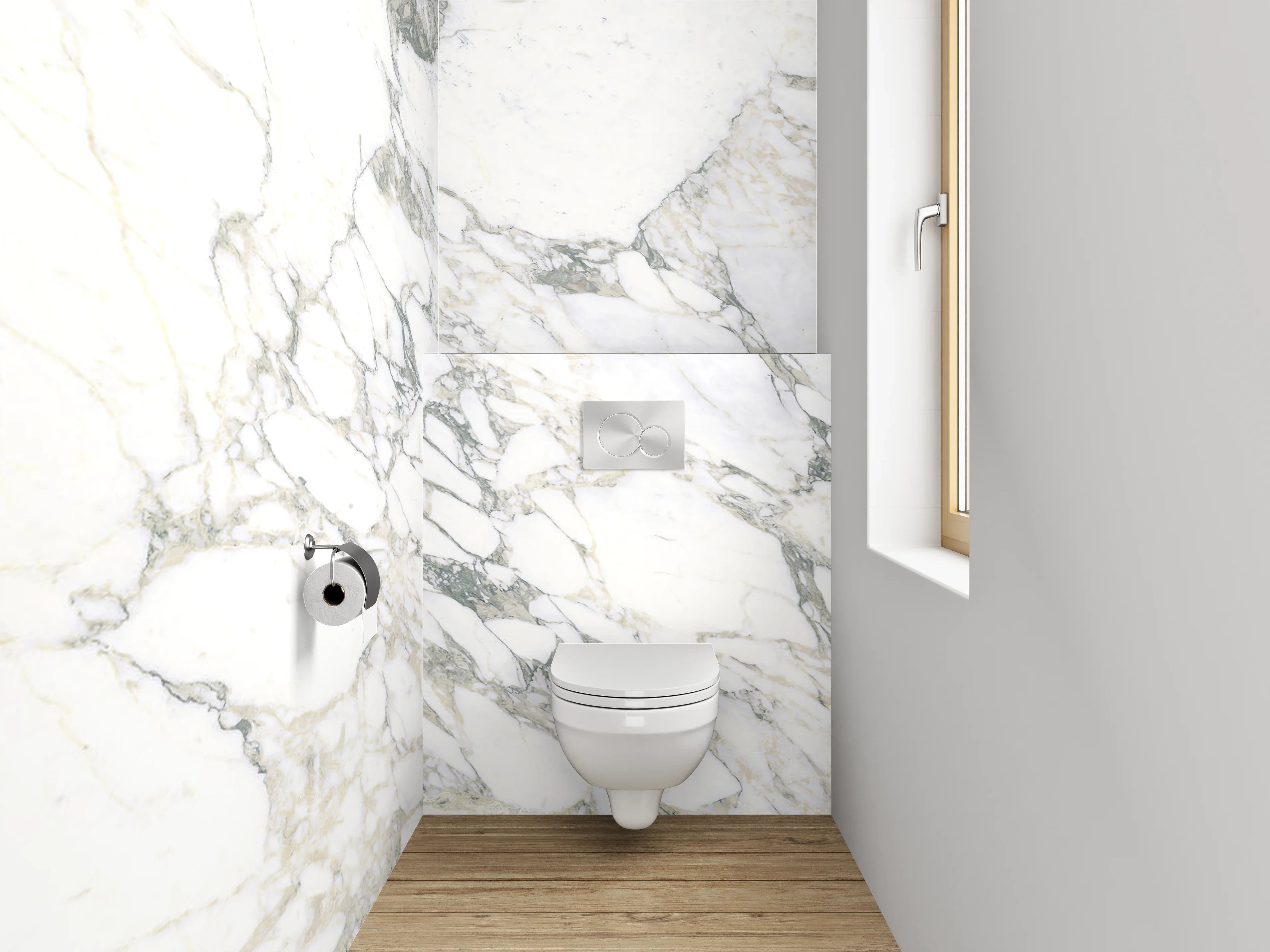 WC-Rückwand - Edler Marmor Look weiß-grau