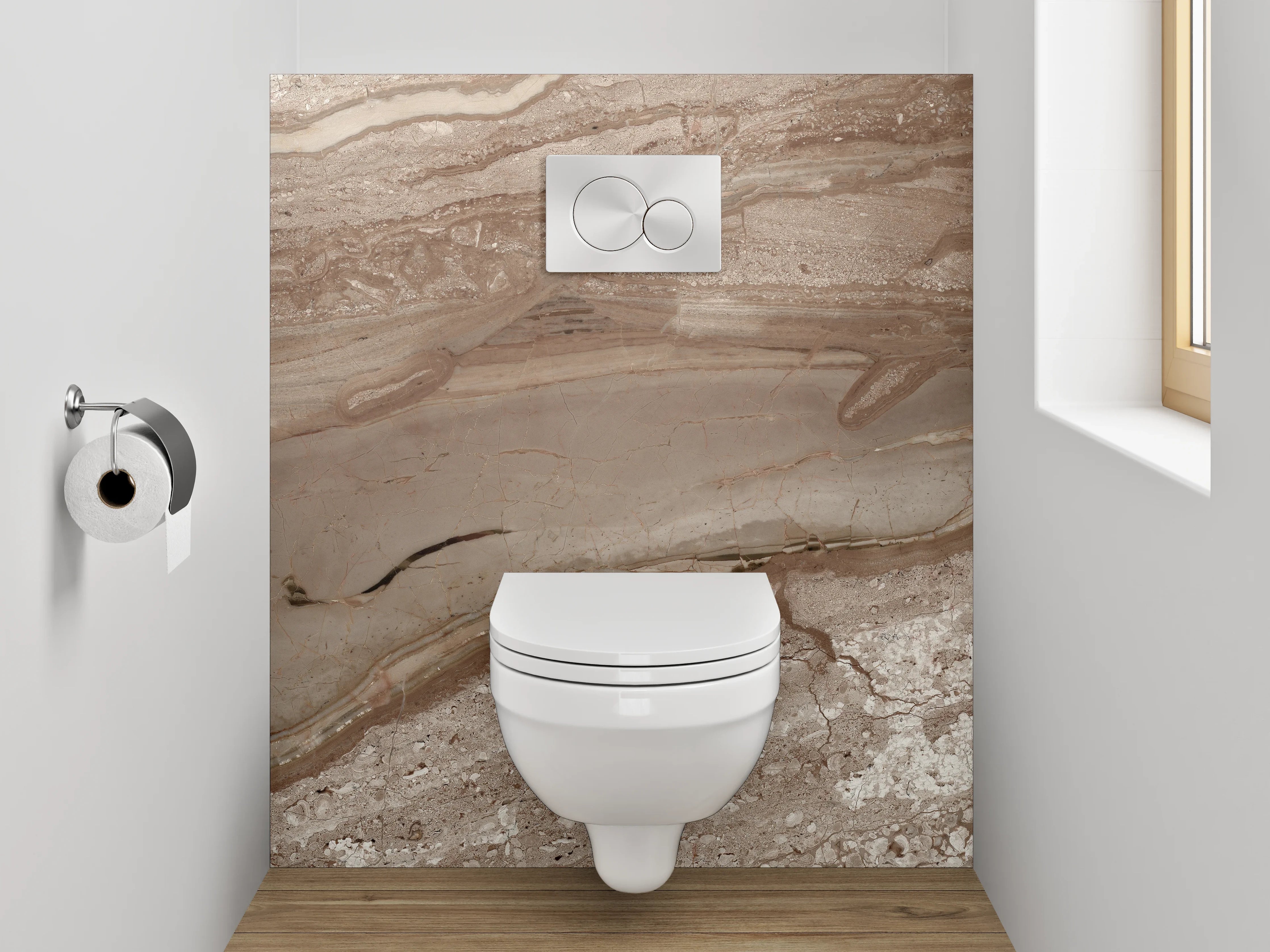 WC-Rückwand - Edler Marmor in Braun-Beige