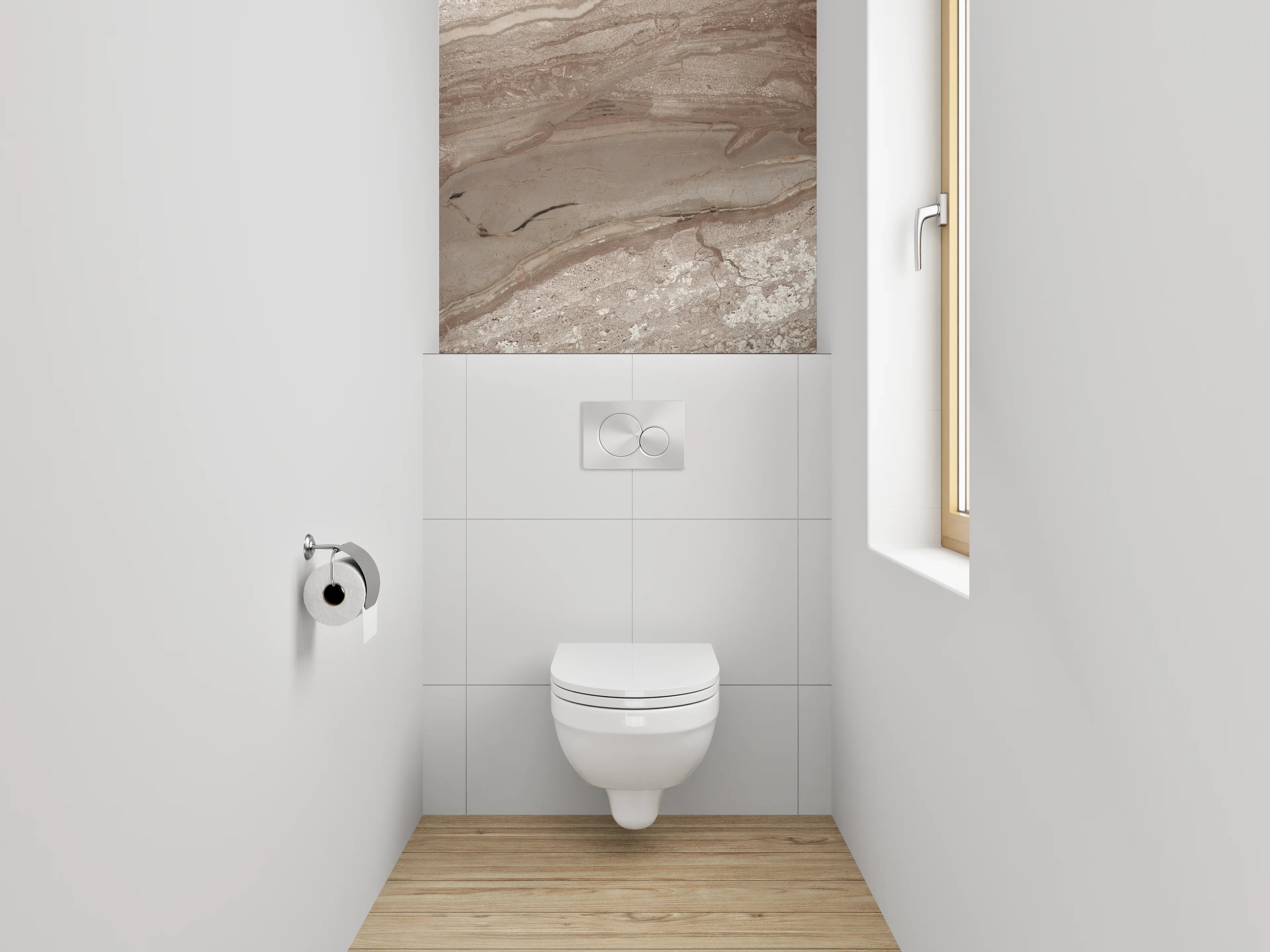 WC-Rückwand - Edler Marmor in Braun-Beige