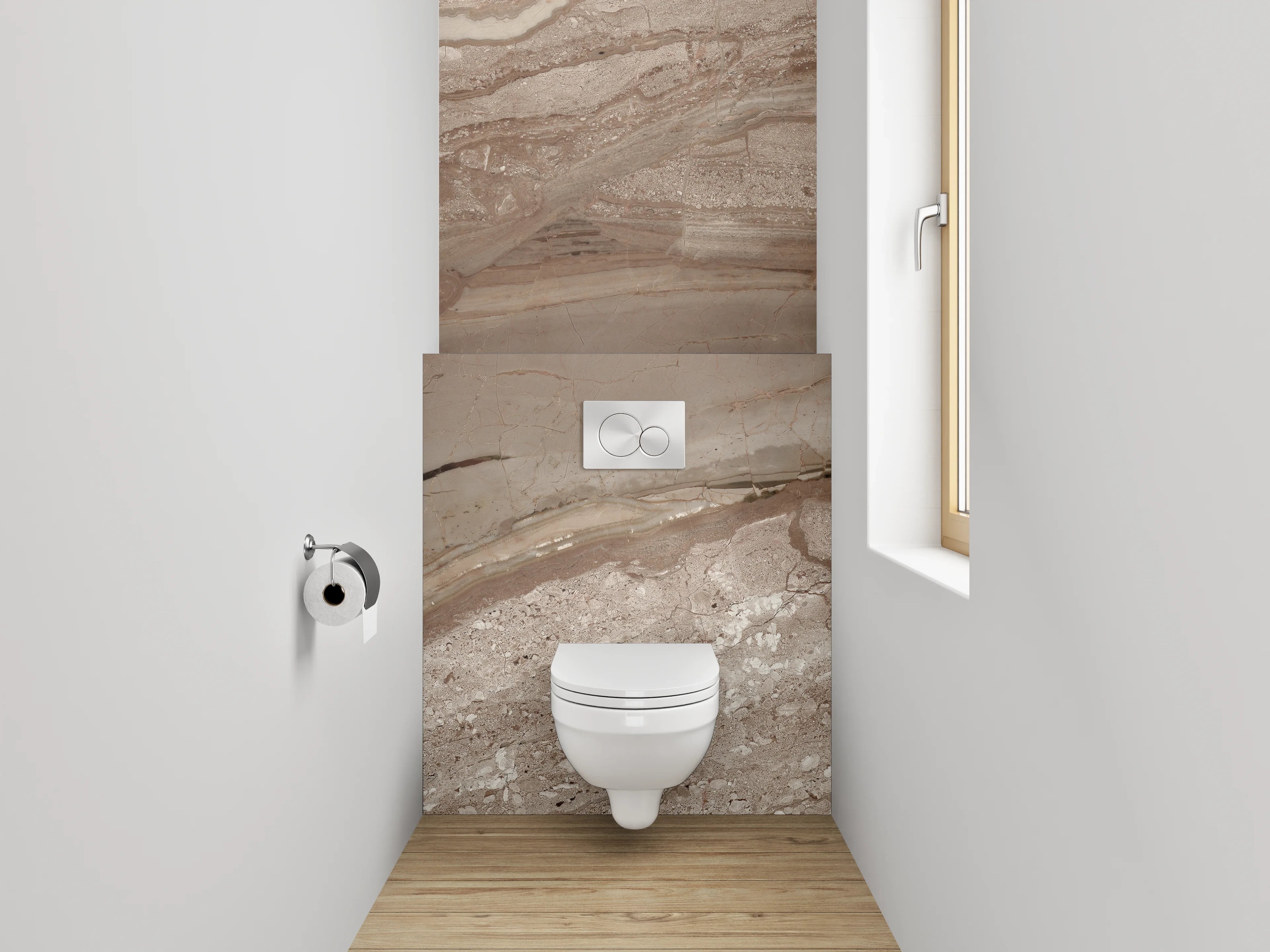 WC-Rückwand - Edler Marmor in Braun-Beige