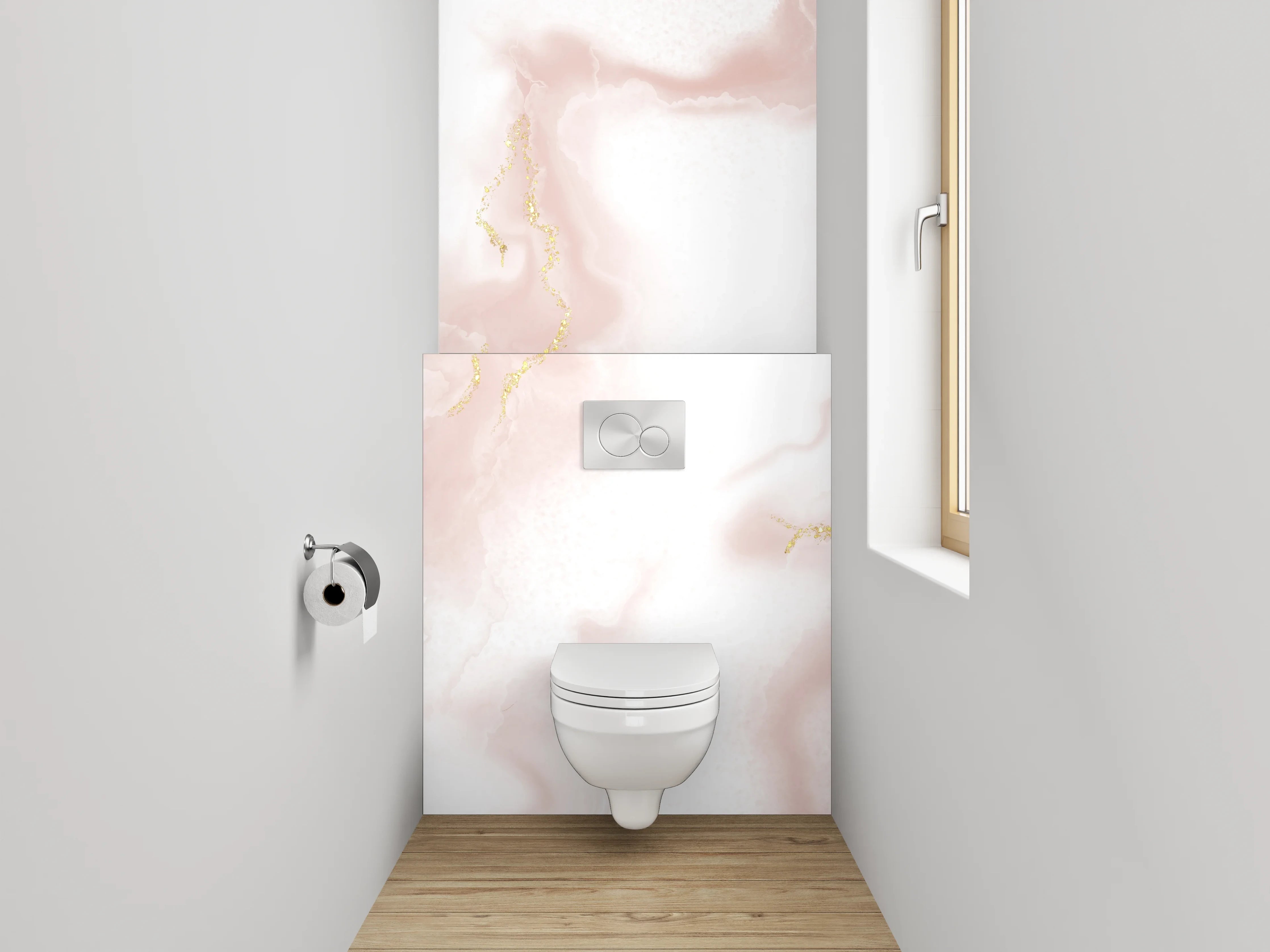 WC-Rückwand - Edler Marmor mit goldenen Akzenten