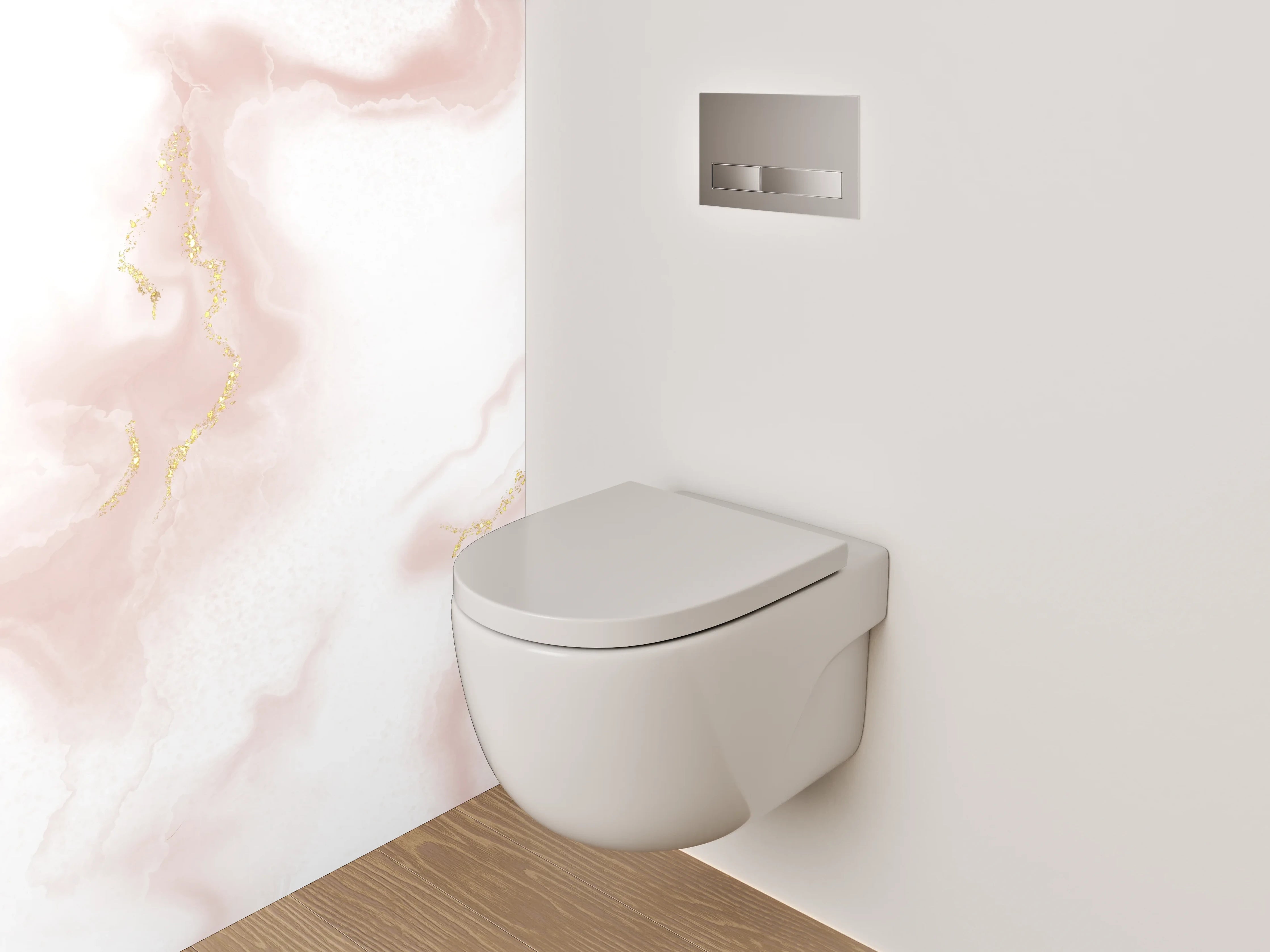 WC-Rückwand - Edler Marmor mit goldenen Akzenten