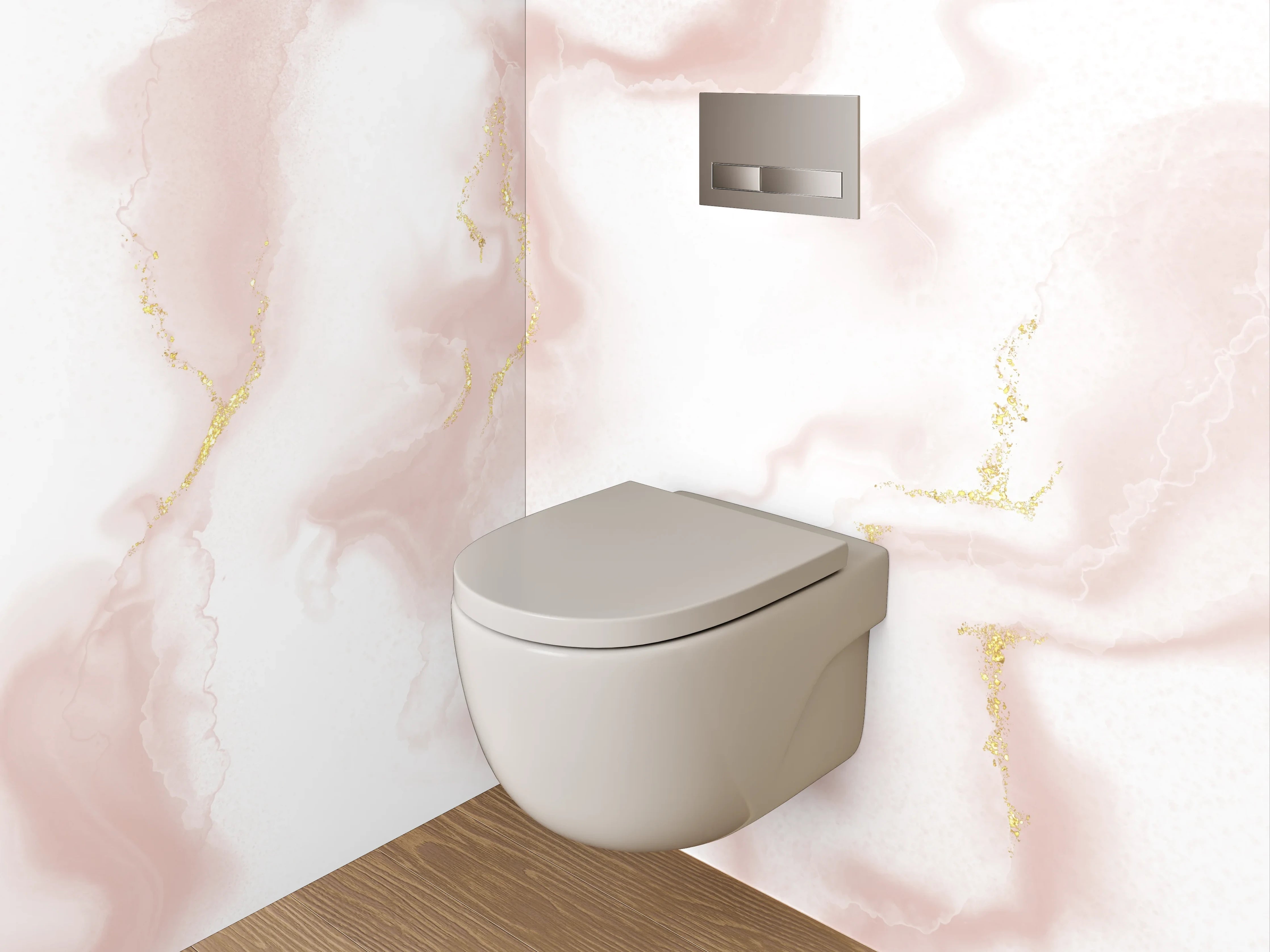 WC-Rückwand - Edler Marmor mit goldenen Akzenten