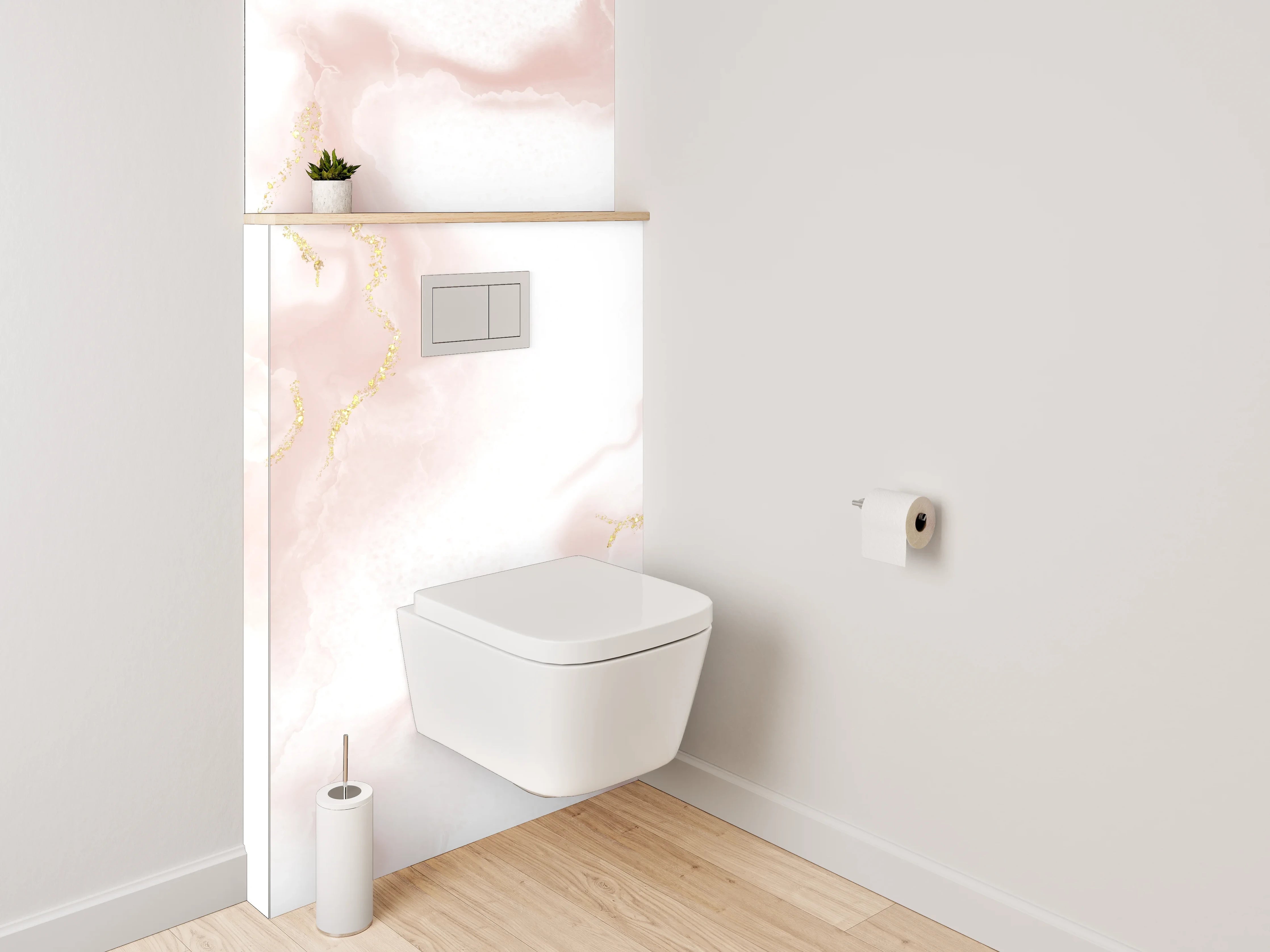 WC-Rückwand - Edler Marmor mit goldenen Akzenten