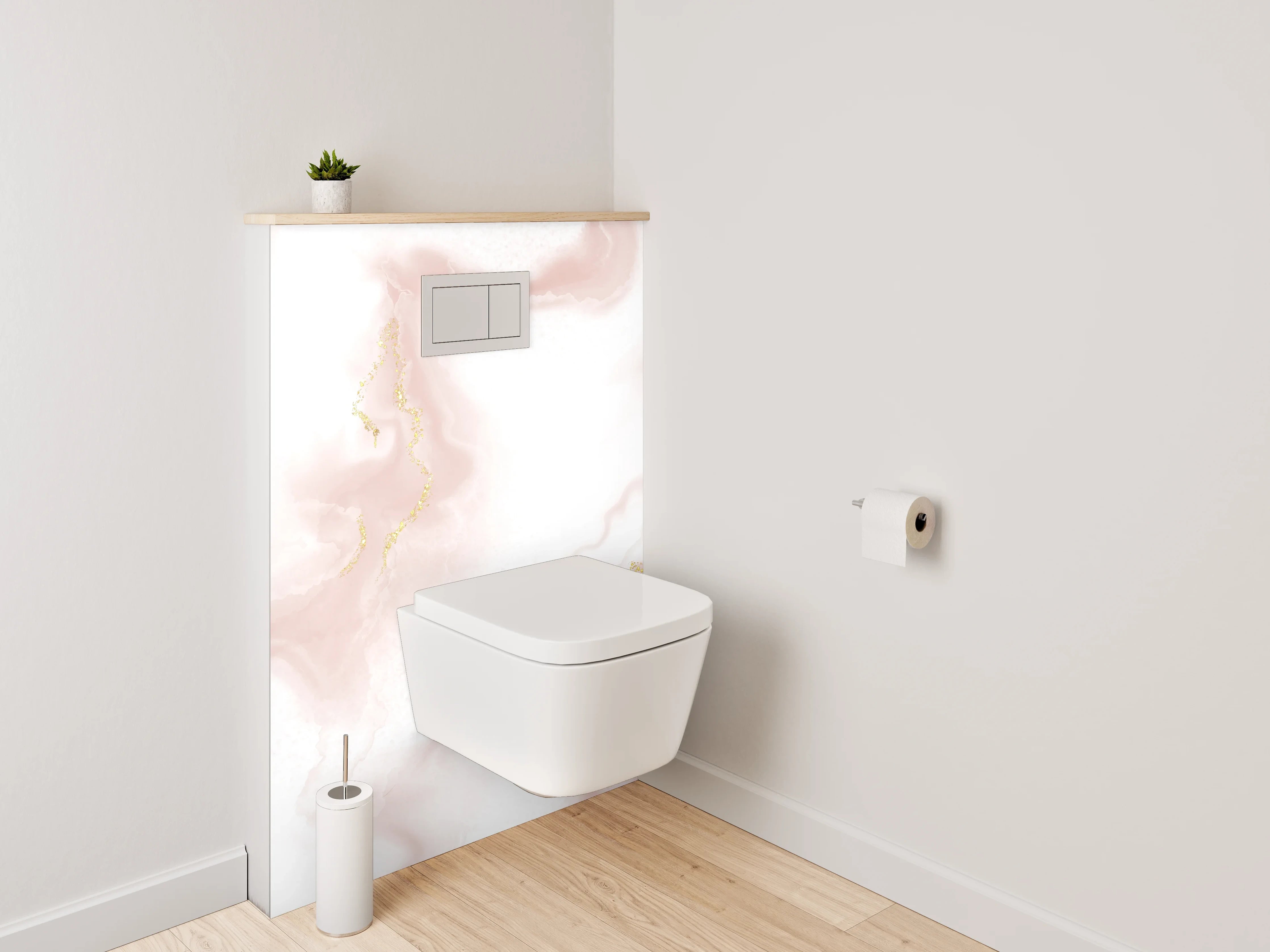 WC-Rückwand - Edler Marmor mit goldenen Akzenten