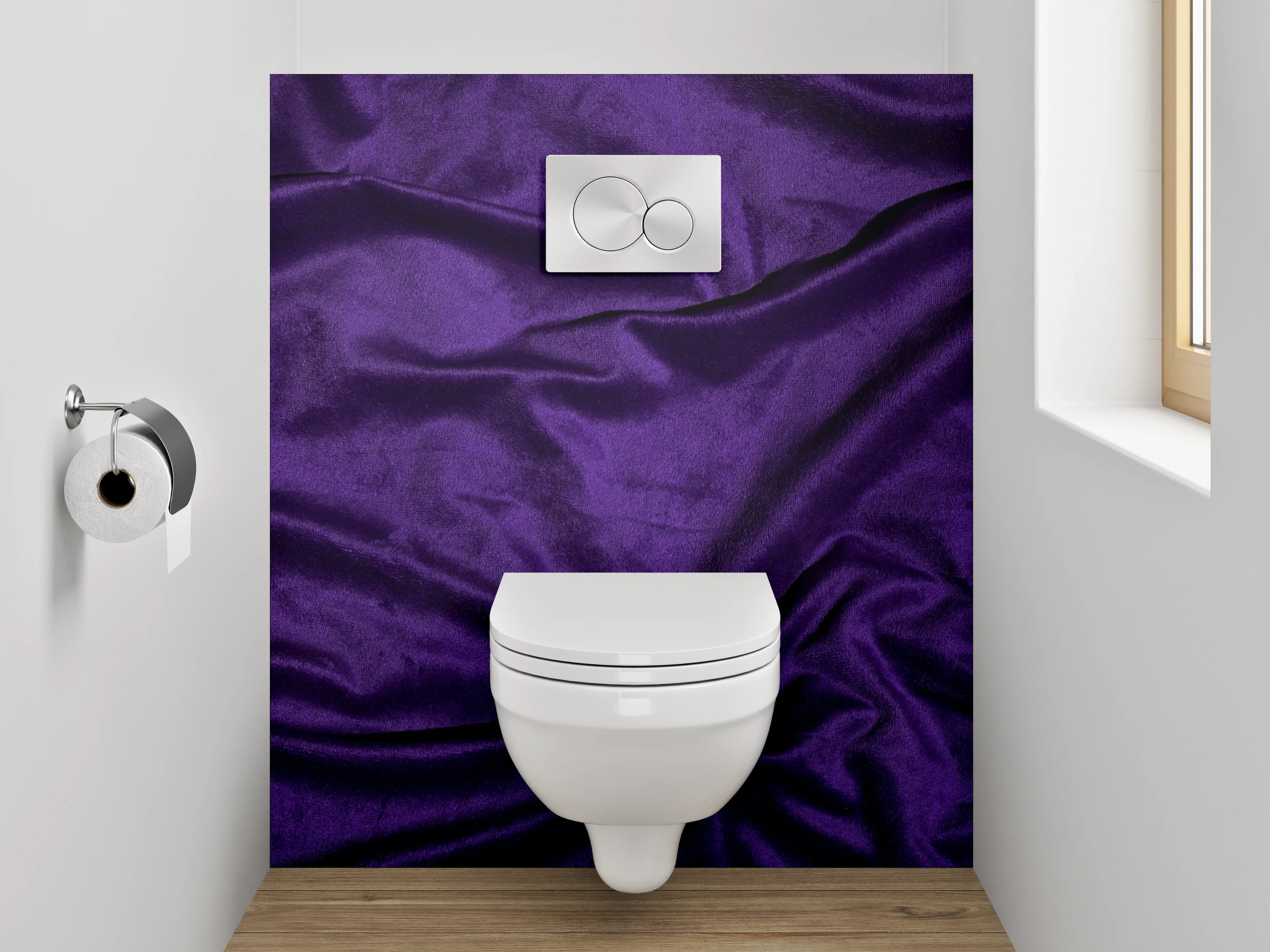 WC-Rückwand - Edler Samt-Look in Lila