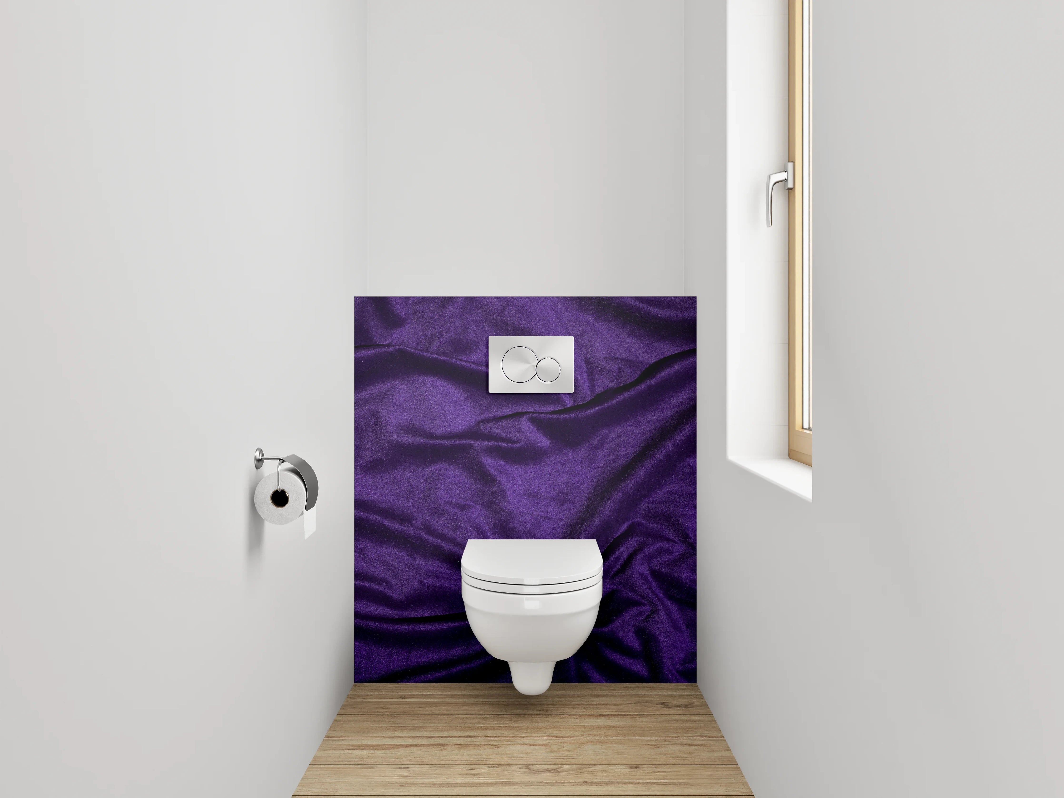 WC-Rückwand - Edler Samt-Look in Lila